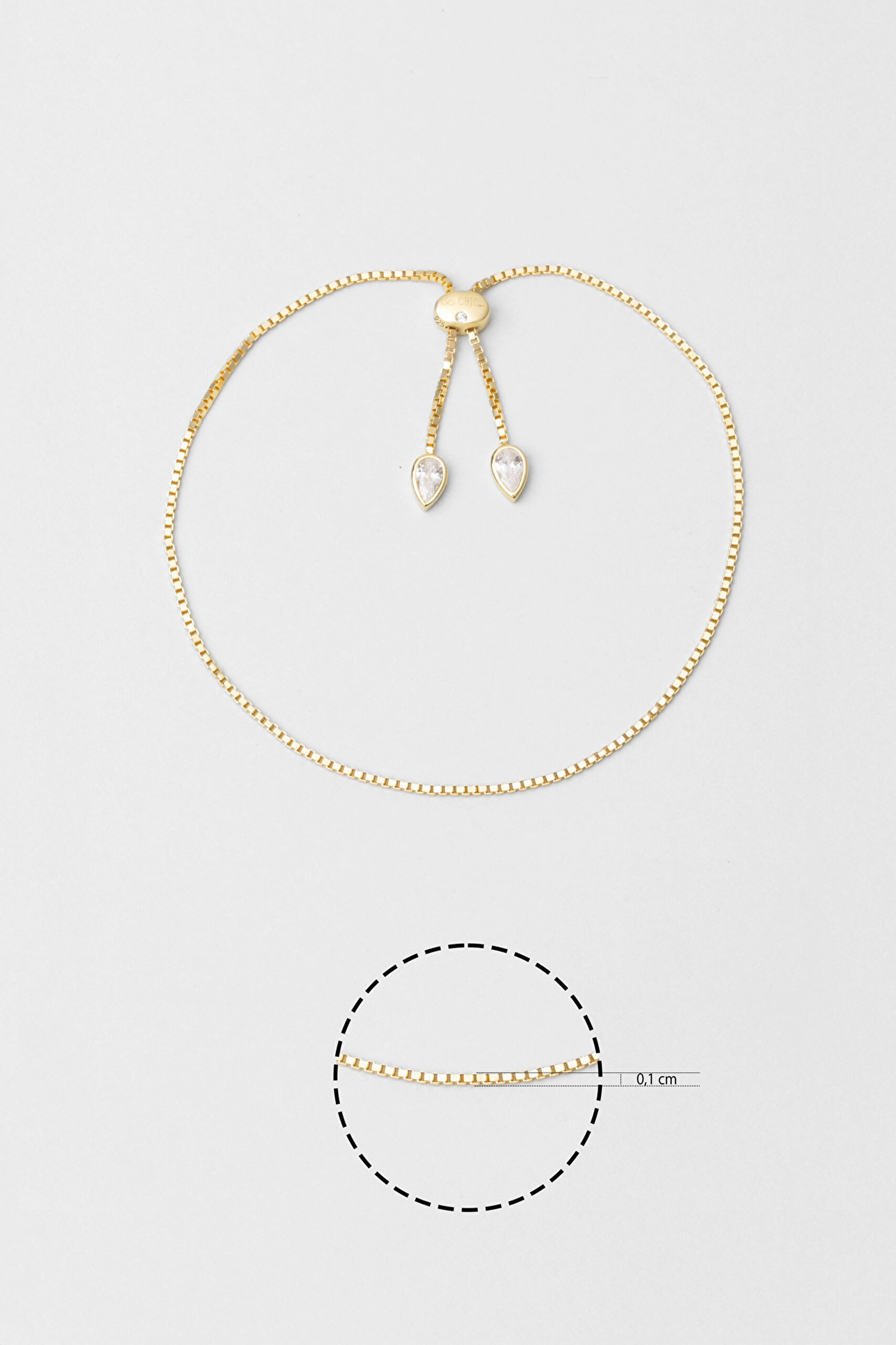 ⁠ Mira 18 Ayar Sarı Altın Kaplama Ayarlanabilir Gümüş Bileklik_2}