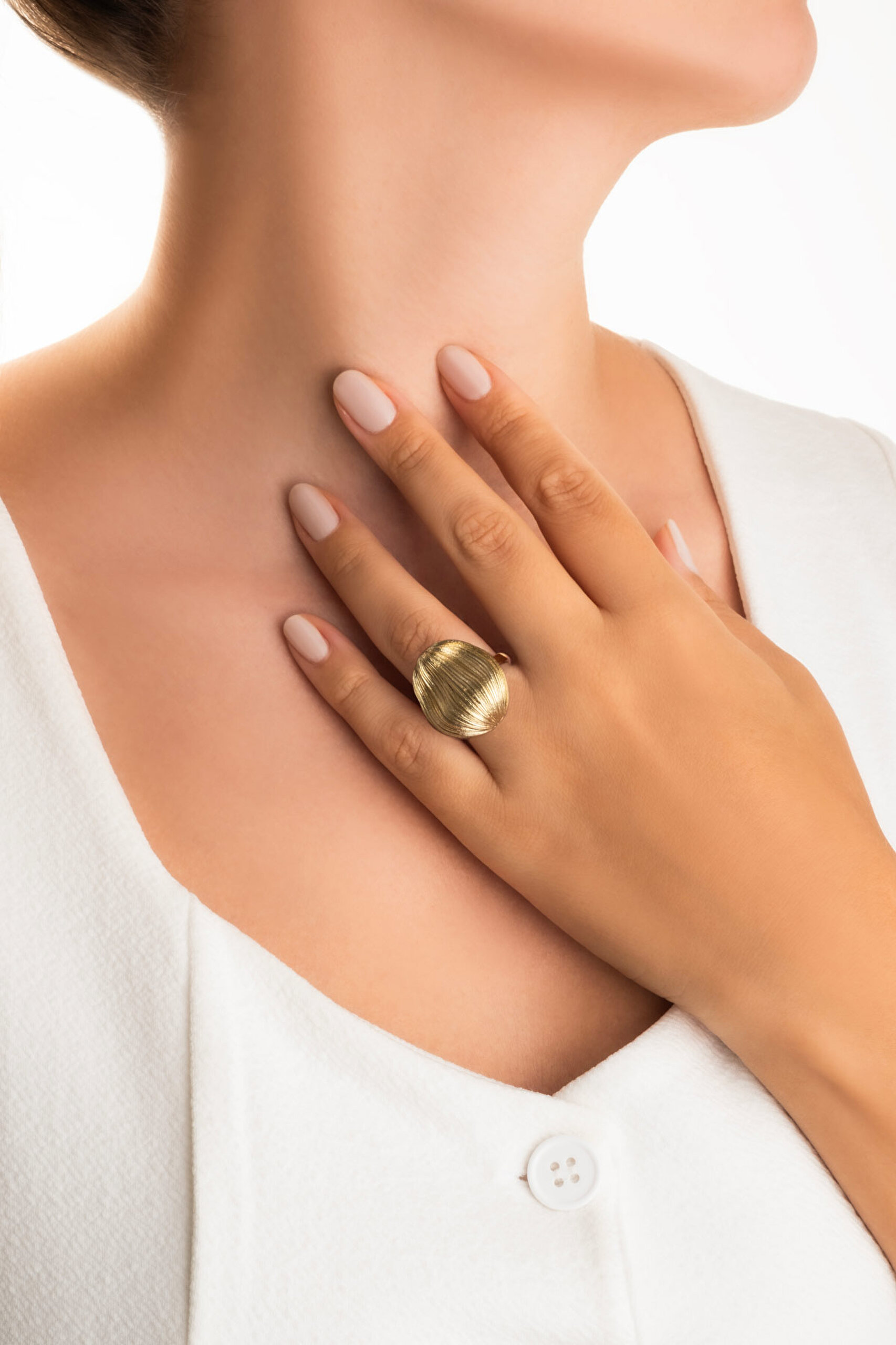 ⁠ Liora Güneşi 18 Ayar Sarı Altın Kaplama Gümüş Yüzük_3}