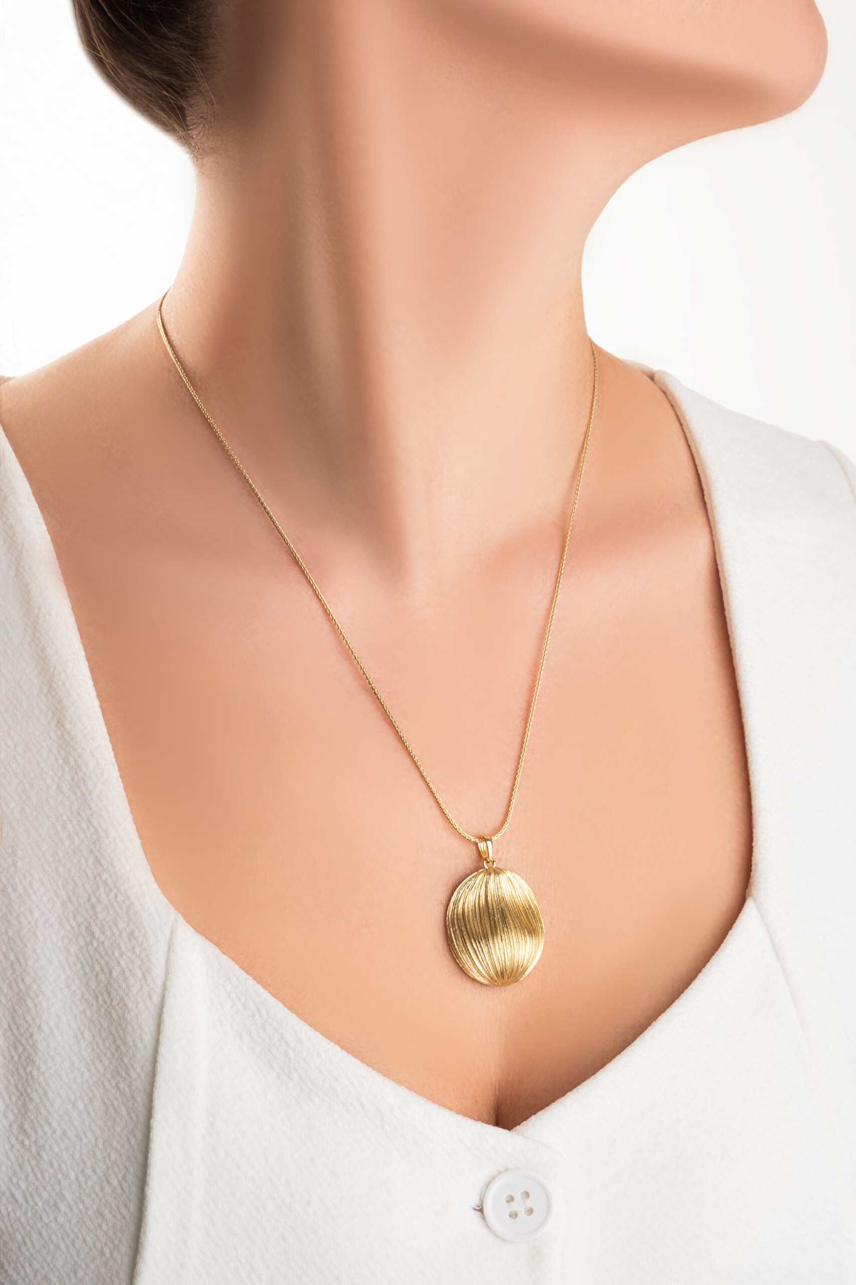 ⁠ Liora Güneşi 18 Ayar Sarı Altın Kaplama 55 Cm Gümüş Kolye_3}