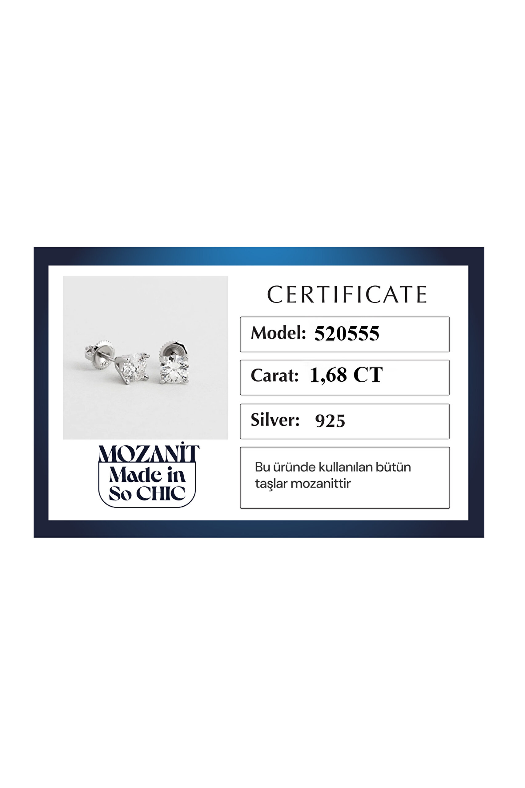 ⁠ Mozanit Işığı 18 Ayar Beyaz Altın Kaplama Gümüş Tektaş Küpe_5}