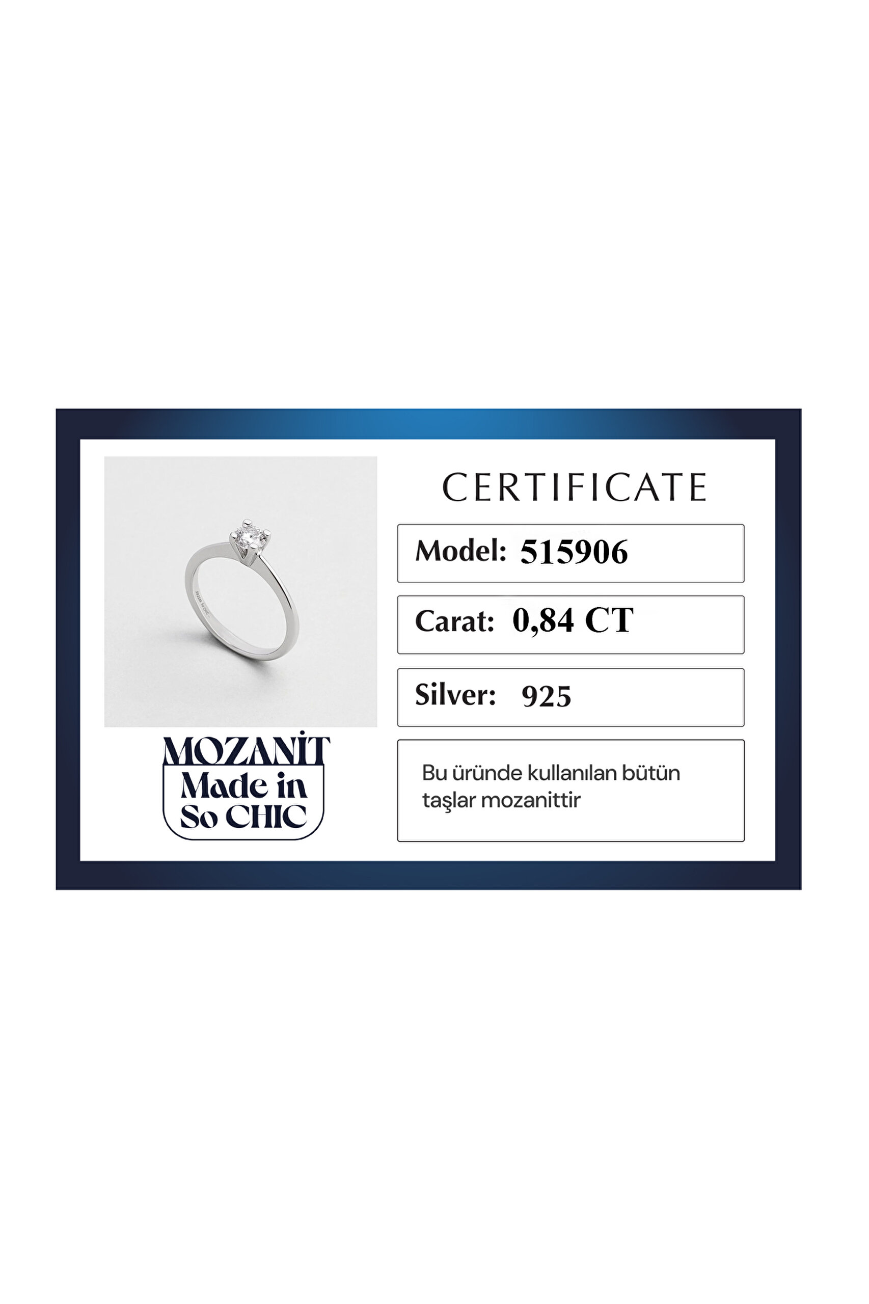 ⁠ Mozanit Işığı 18 Ayar Beyaz Altın Kaplama Gümüş Tektaş Yüzük_4}