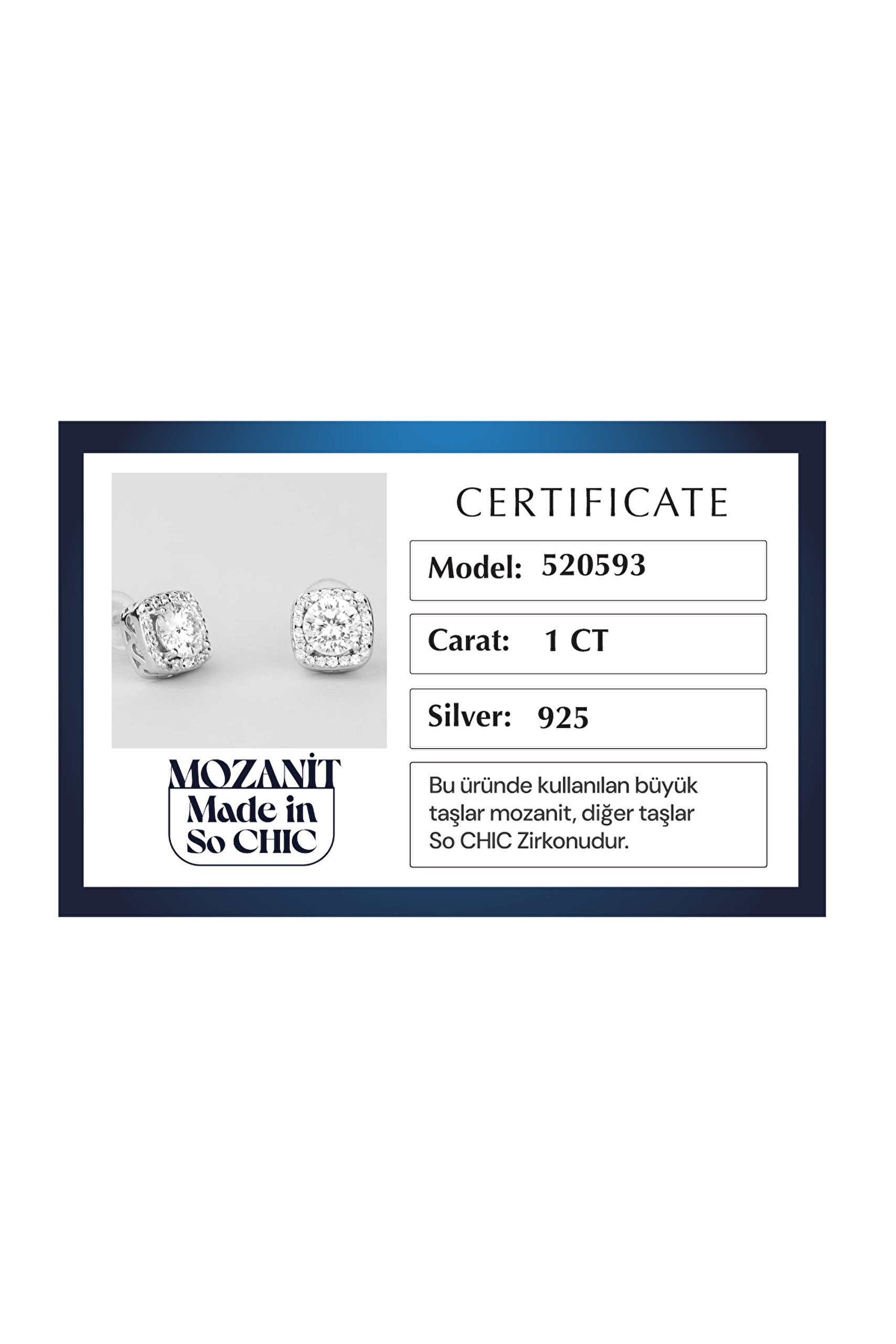 ⁠ Mozanit Evreni 18 Ayar Beyaz Altın Kaplama Gümüş Küpe_4}