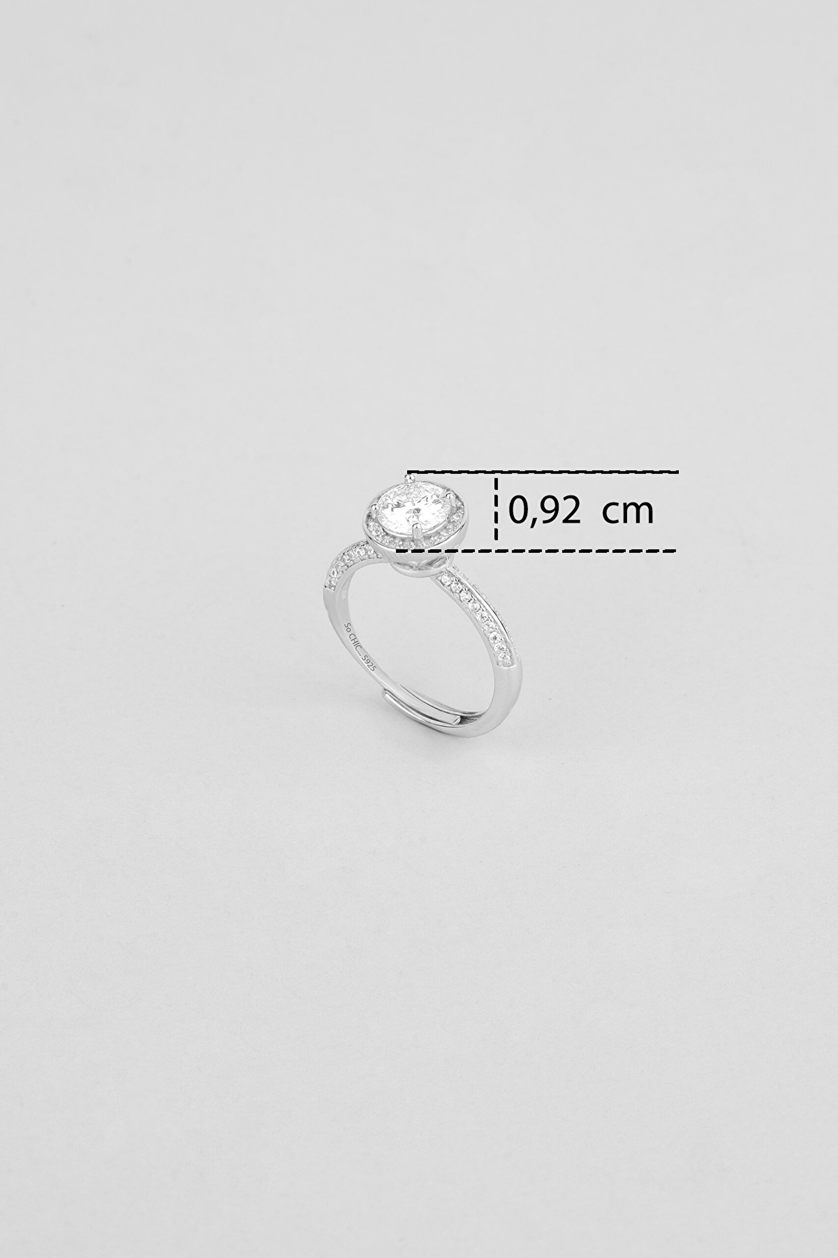 ⁠ Mozanit Evreni 18 Ayar Beyaz Altın Kaplama Gümüş Ayarlanabilir Yüzük_2}