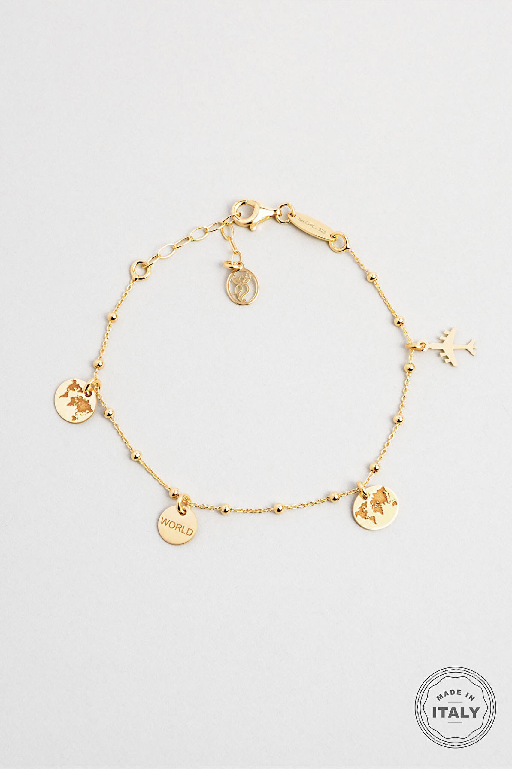 ⁠ Manifest 18 Ayar Sarı Altın Kaplama 19 Cm Gümüş Bileklik_0}