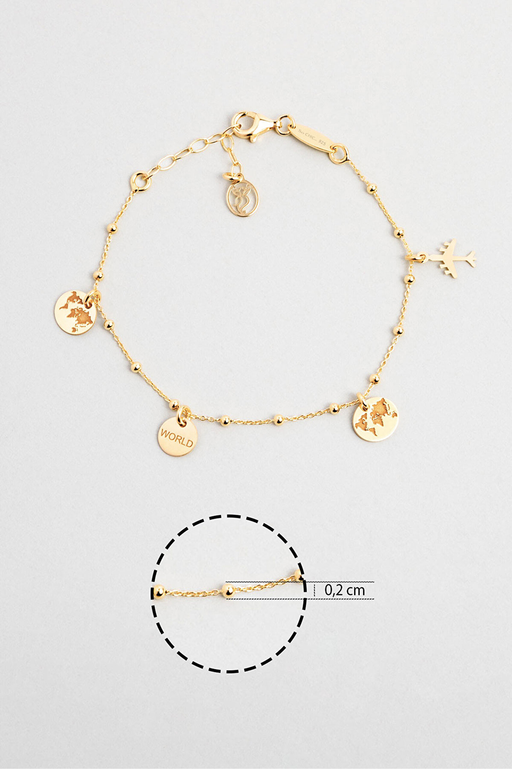 ⁠ Manifest 18 Ayar Sarı Altın Kaplama 19 Cm Gümüş Bileklik_2}