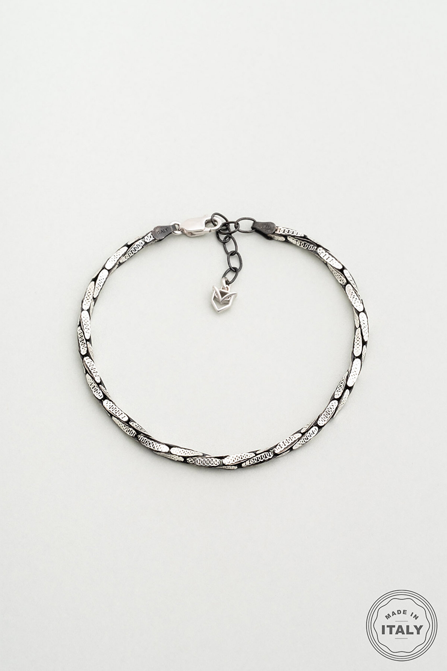 ⁠ İtalyan Rutenyum Kaplama 21 Cm Gümüş Erkek Zincir Bileklik_0}