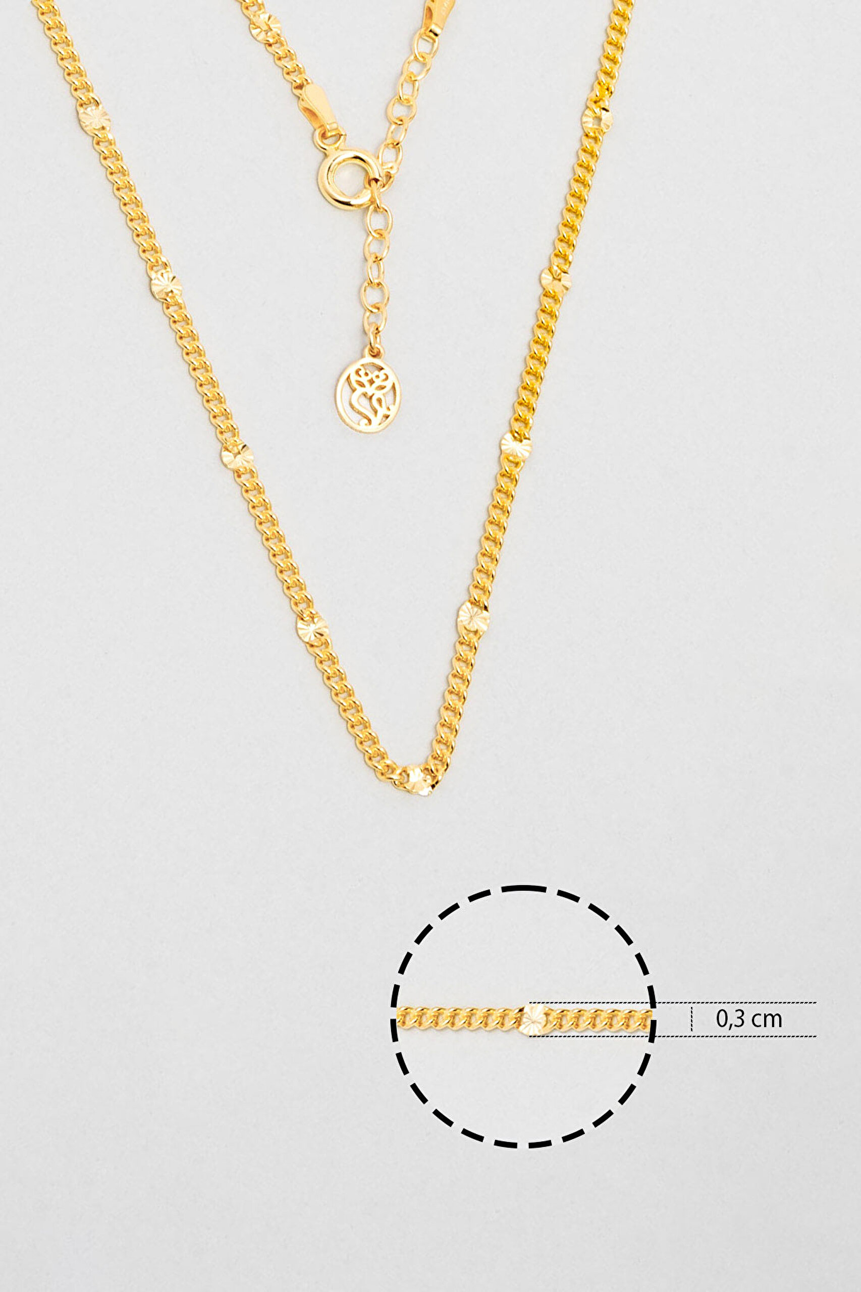 ⁠ Modern İtalyan 18 Ayar Sarı Altın Kaplama 44 Cm Gümüş Kolye_2}