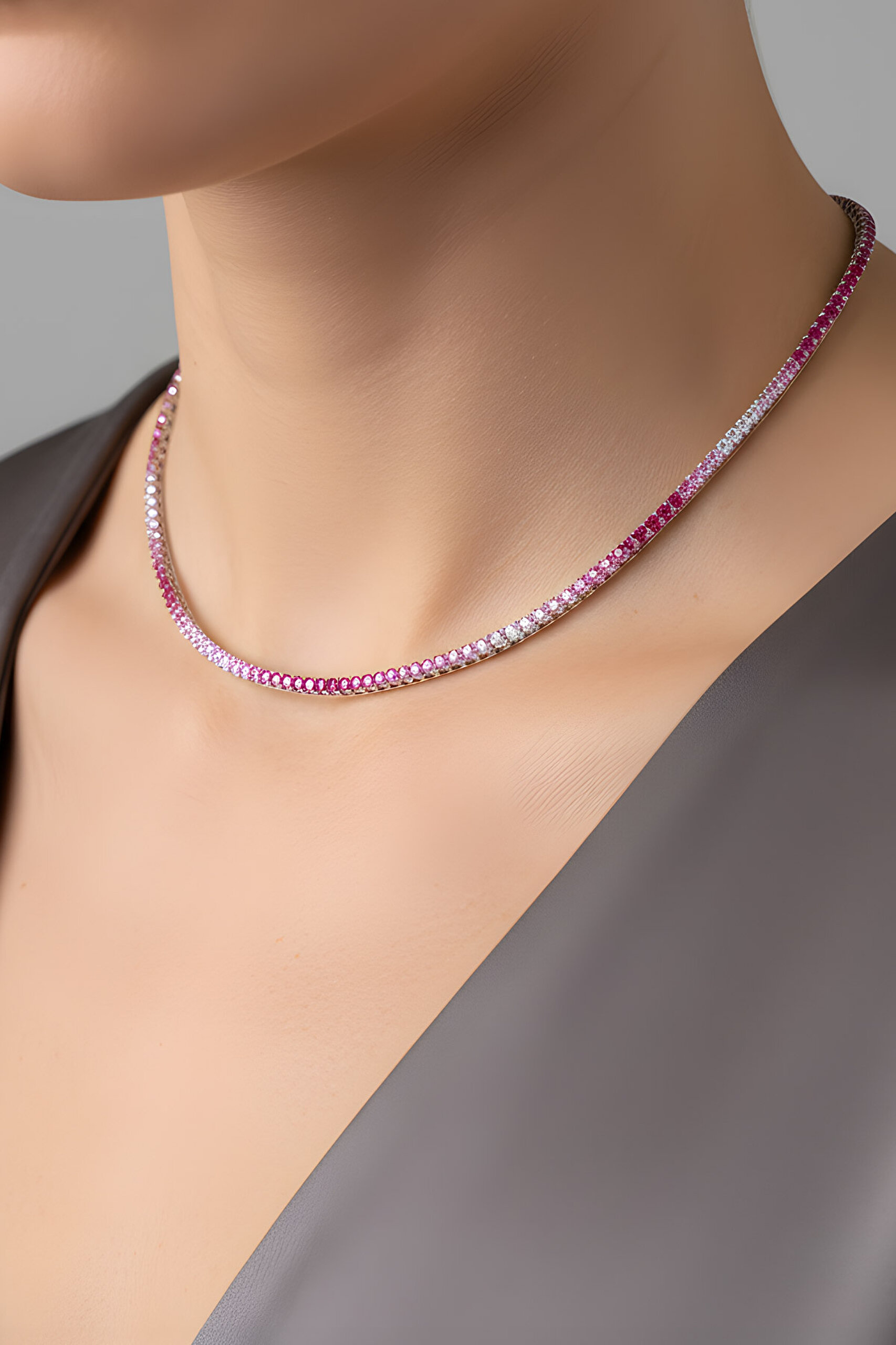 ⁠ Anastasia 18 Ayar Beyaz Altın Kaplama Gümüş Su Yolu Kolye_2}