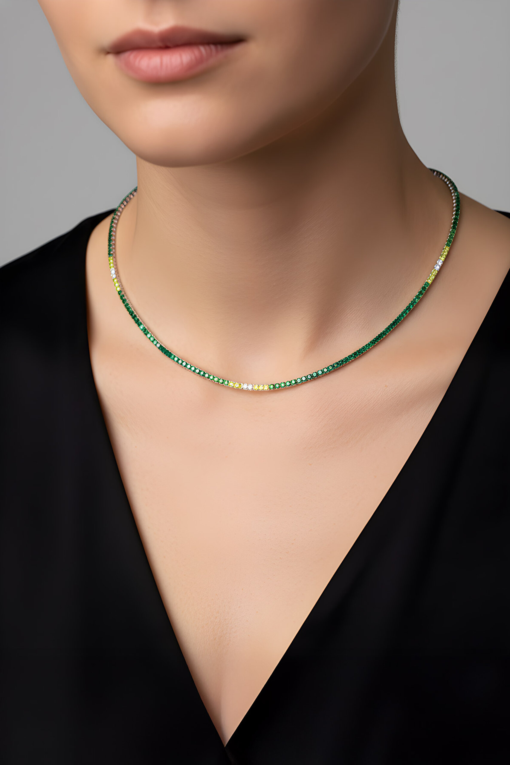 ⁠ Arianna 18 Ayar Beyaz Altın Kaplama Gümüş Su Yolu Kolye_0}