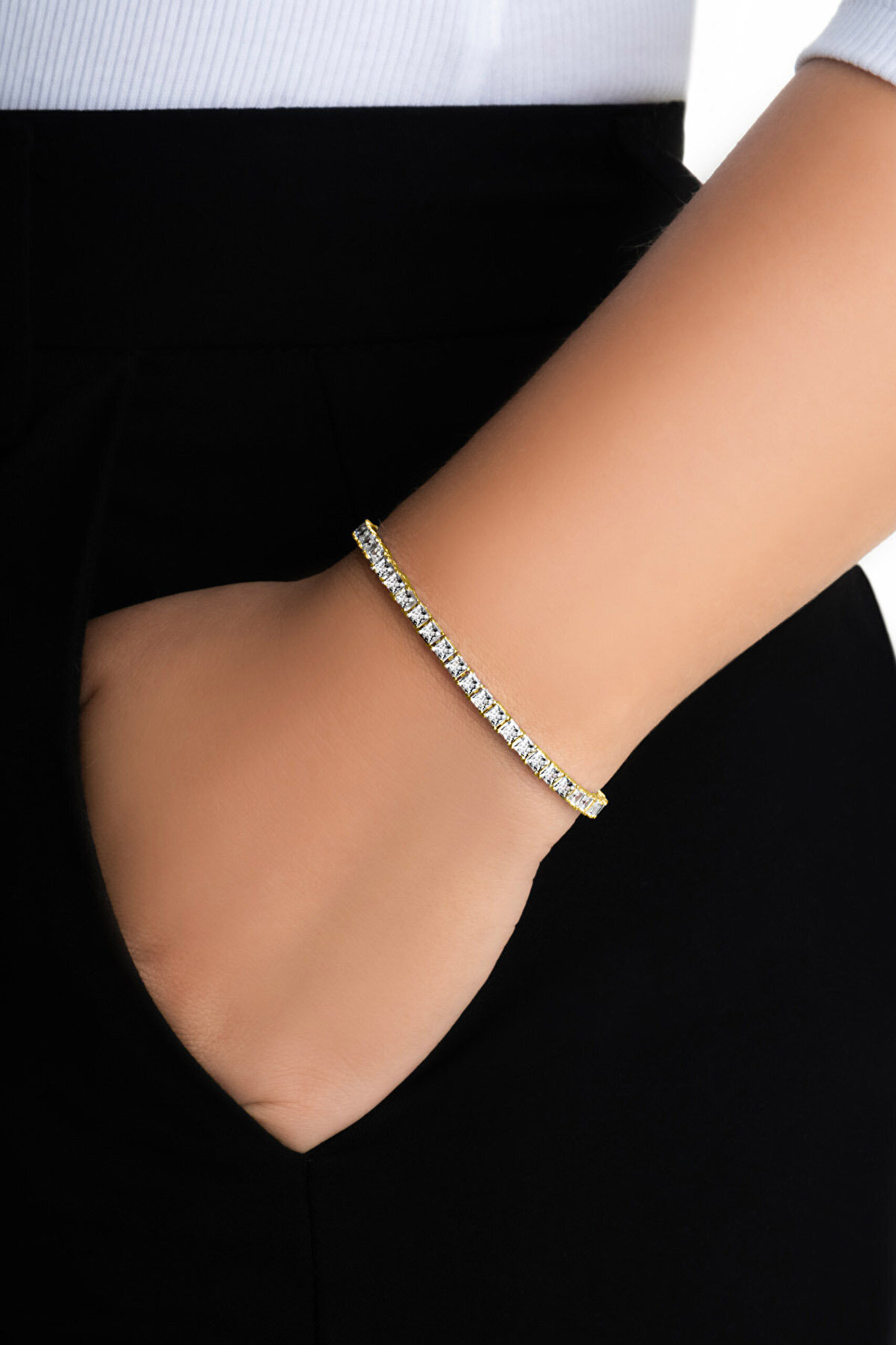 Zarif Dokunuş 18 Ayar Sarı Altın Kaplama Gümüş Su Yolu Bileklik - 1