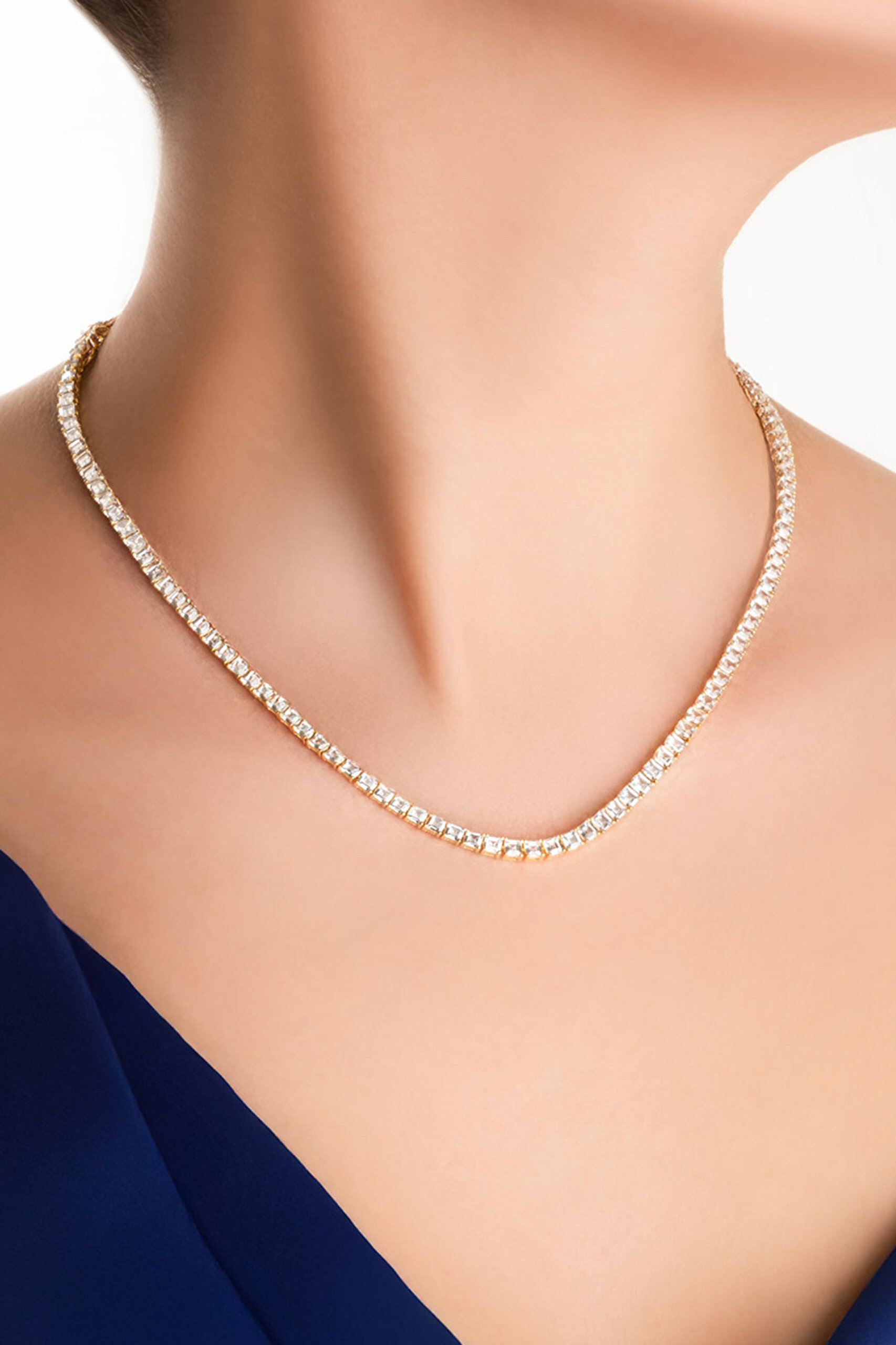 ⁠ Zarif Dokunuş 18 Ayar Sarı Altın Kaplama Gümüş Su Yolu Kolye_1}