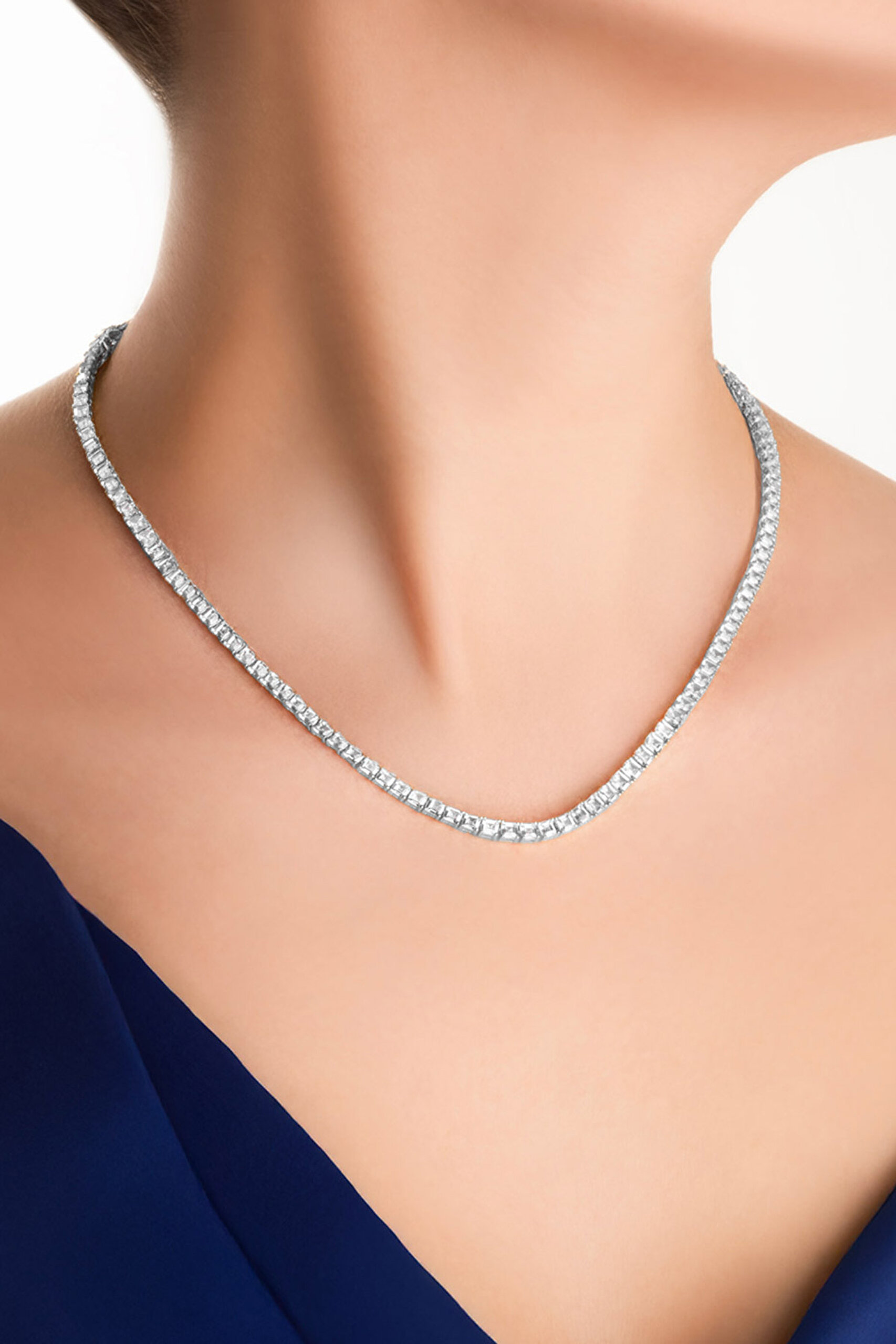 ⁠ Zarif Dokunuş 18 Ayar Beyaz Altın Kaplama Gümüş Su Yolu Kolye_1}