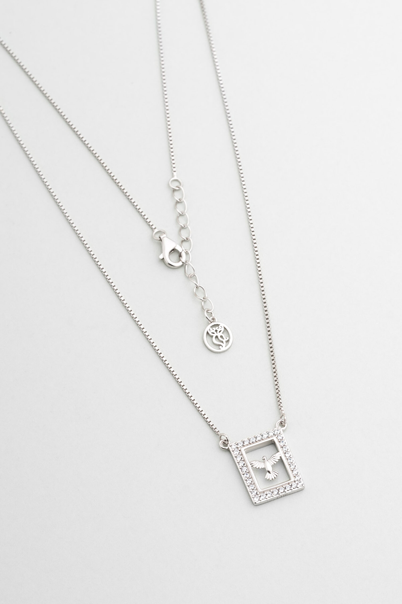 ⁠ Anka Kuşu 18 Ayar Beyaz Altın Kaplama 45 Cm Gümüş Minimal Kolye_0}