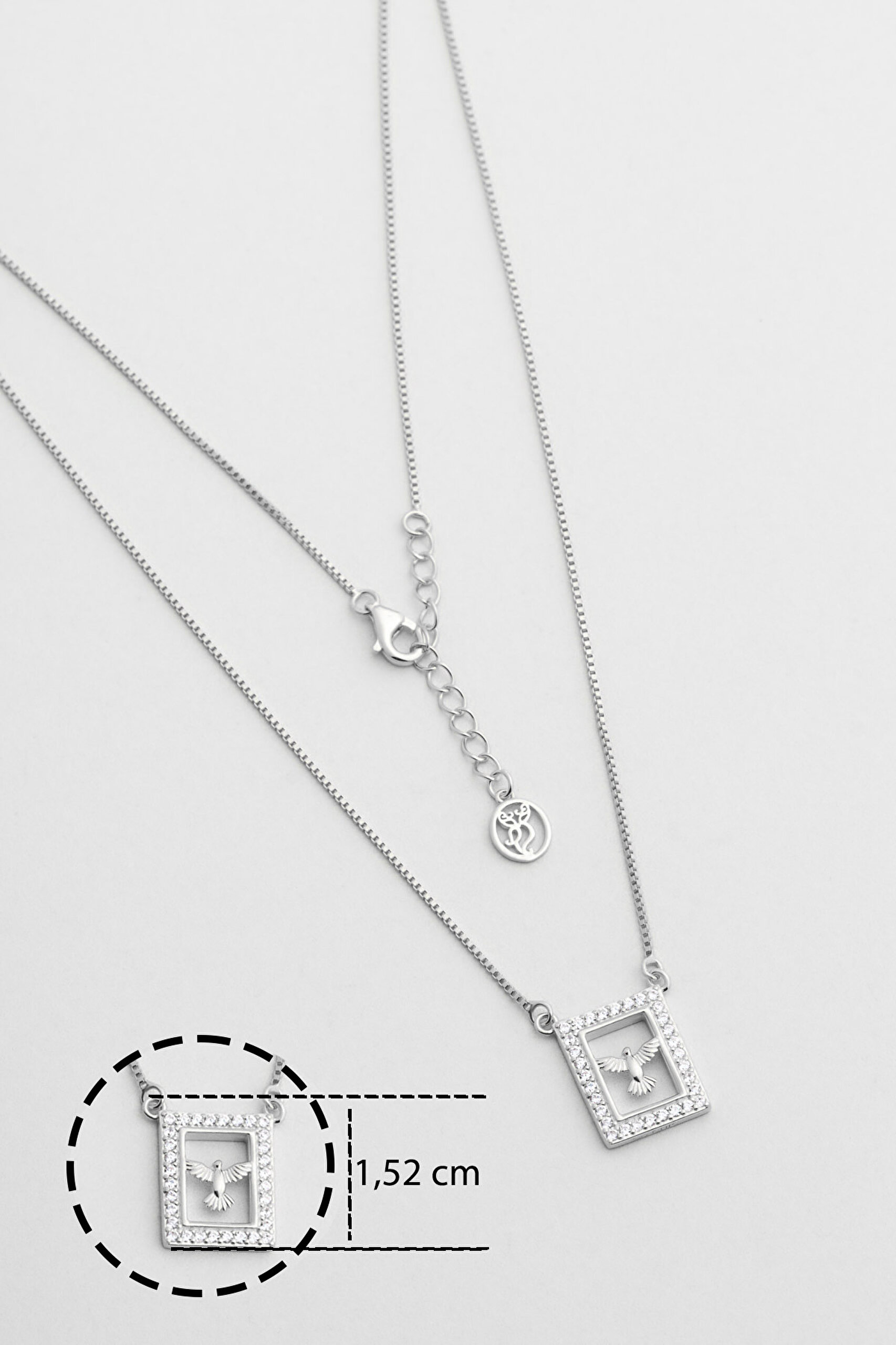 ⁠ Anka Kuşu 18 Ayar Beyaz Altın Kaplama 45 Cm Gümüş Minimal Kolye_2}