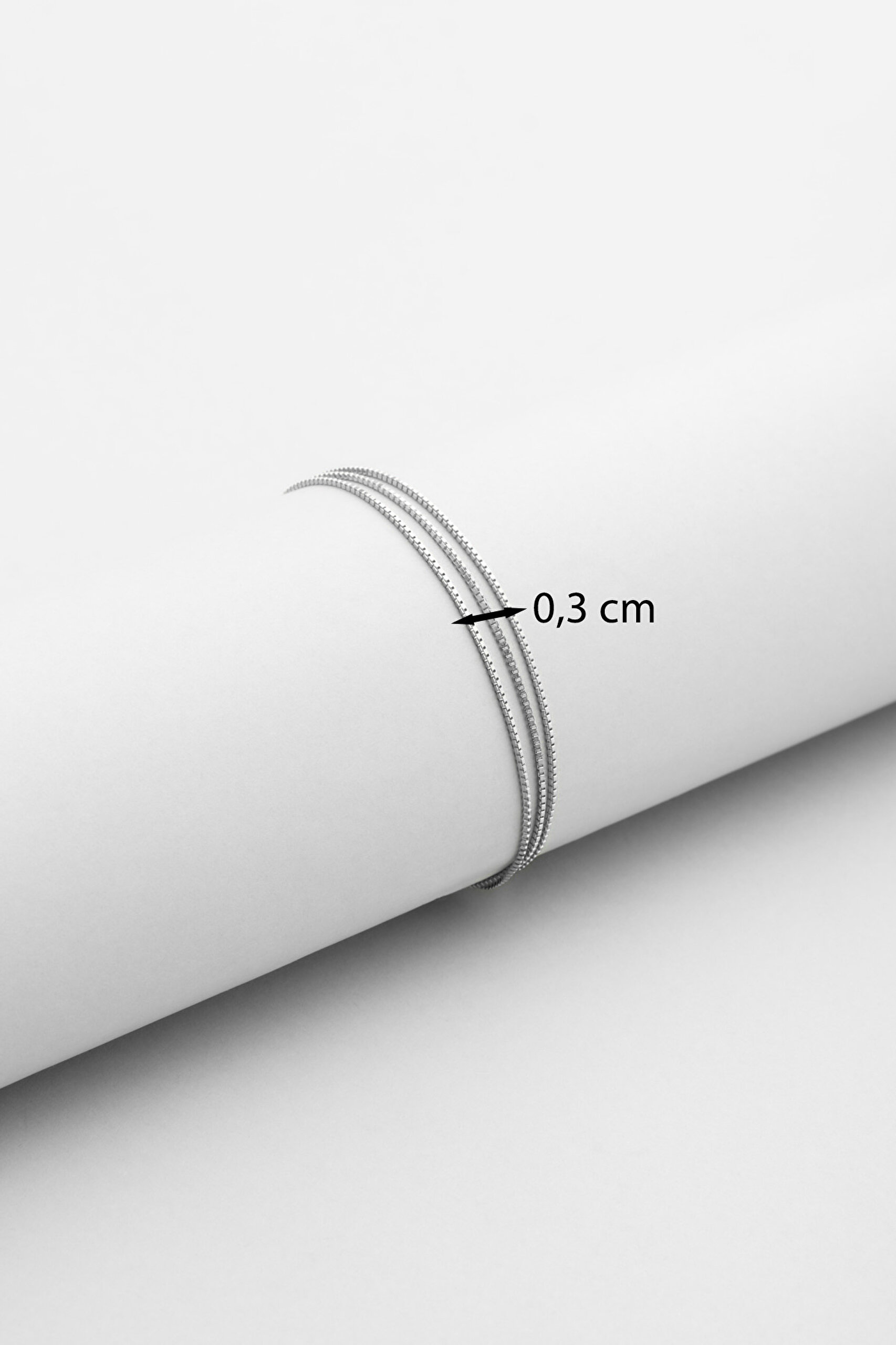 ⁠ Sonsuz Bağ 18 Ayar Beyaz Altın Kaplama 19 Cm Gümüş Üçlü Zincir Bileklik_2}