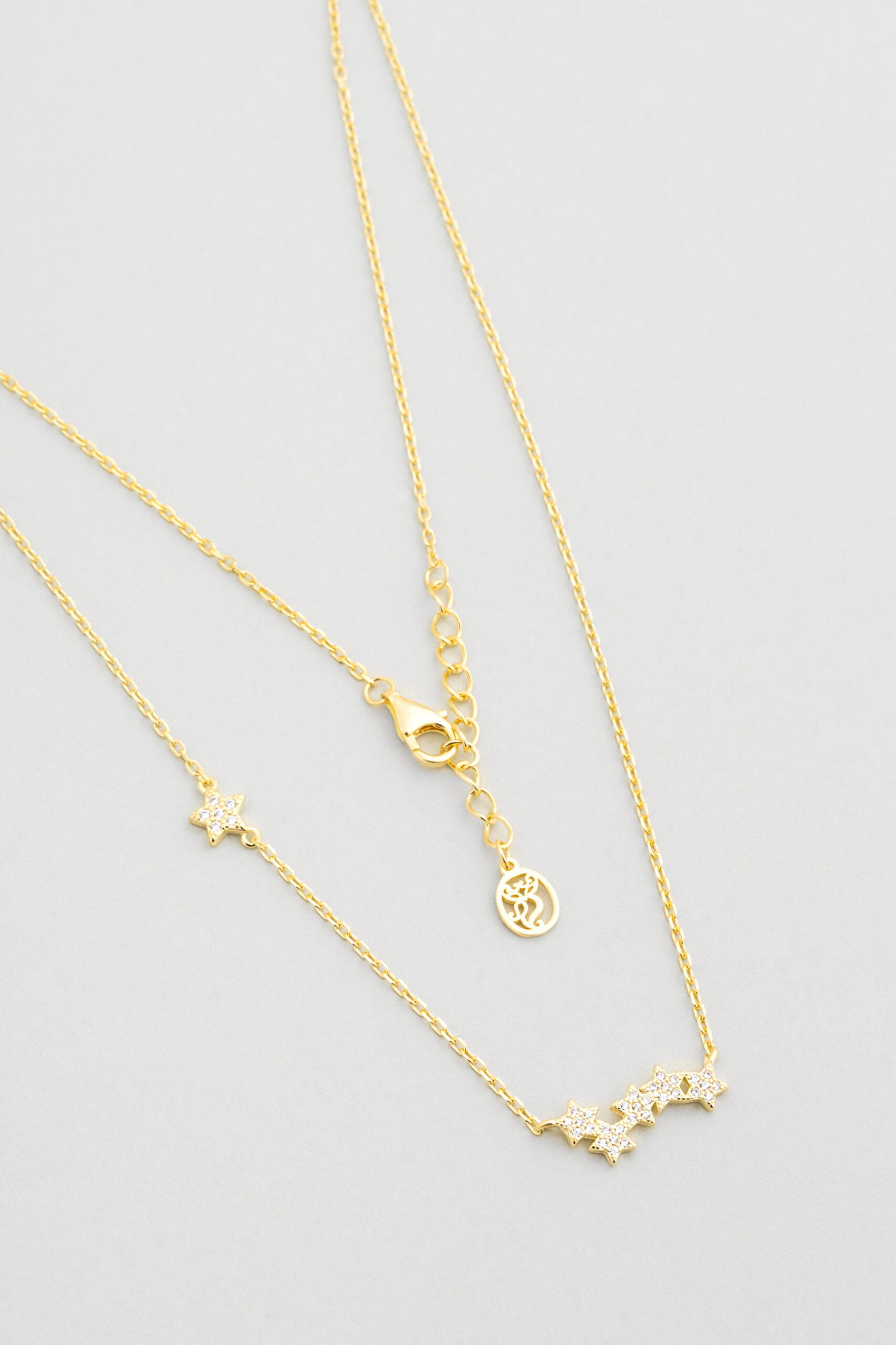 ⁠ Yıldız Yolu 18 Ayar Sarı Altın Kaplama 45 Cm Gümüş Kolye_0}