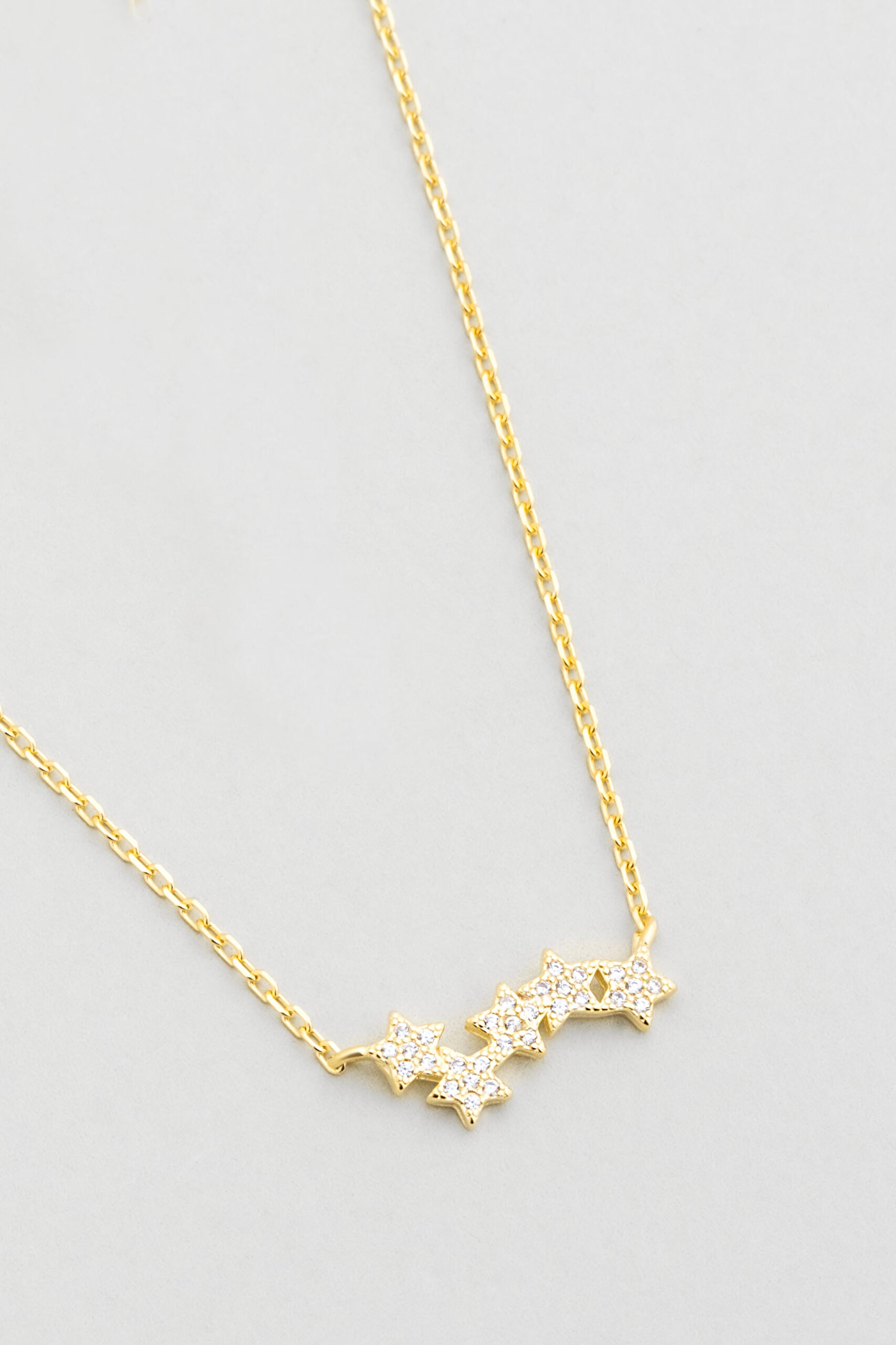 ⁠ Yıldız Yolu 18 Ayar Sarı Altın Kaplama 45 Cm Gümüş Kolye_4}