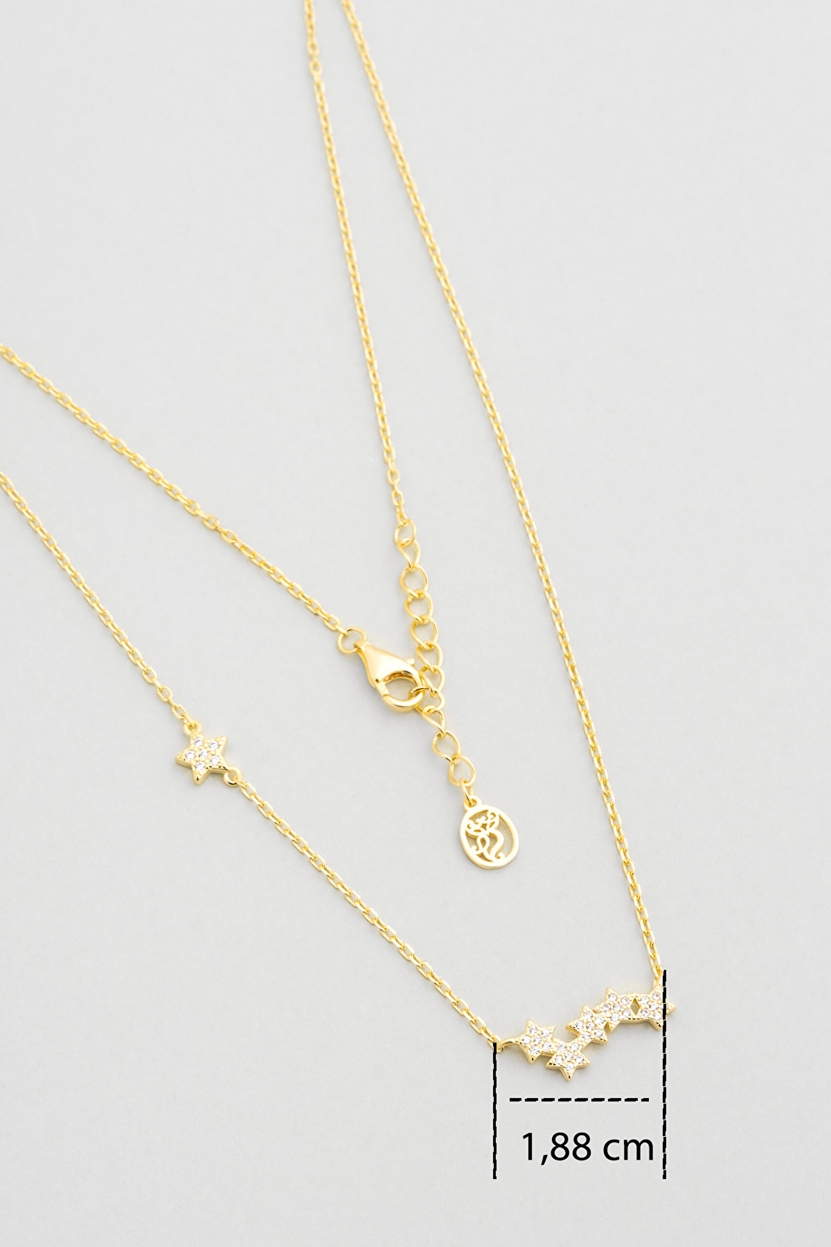 ⁠ Yıldız Yolu 18 Ayar Sarı Altın Kaplama 45 Cm Gümüş Kolye_2}