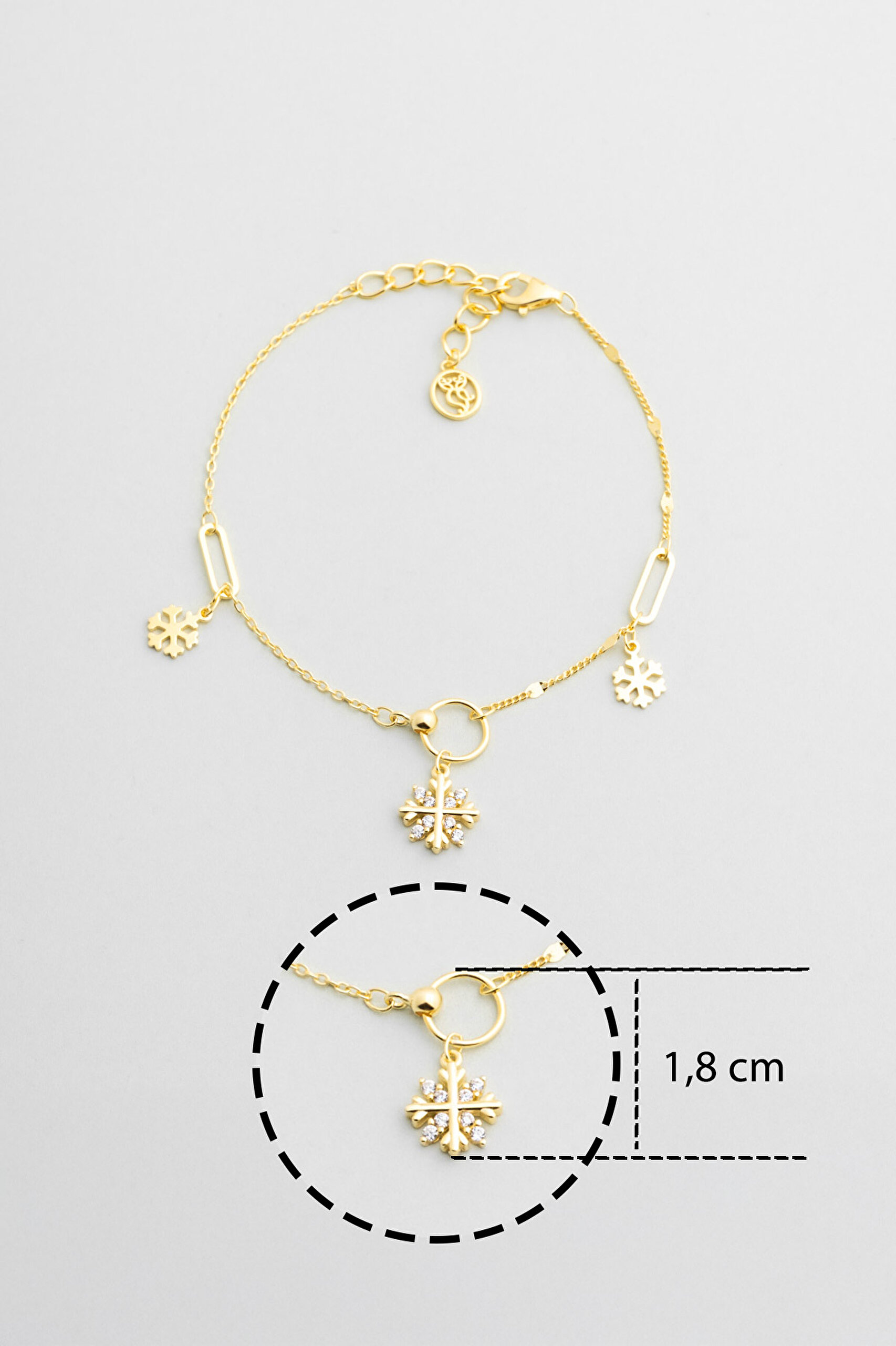 ⁠ Kar Tanesi 18 Ayar Sarı Altın Kaplama 20 Cm Gümüş Minimal Halhal_1}