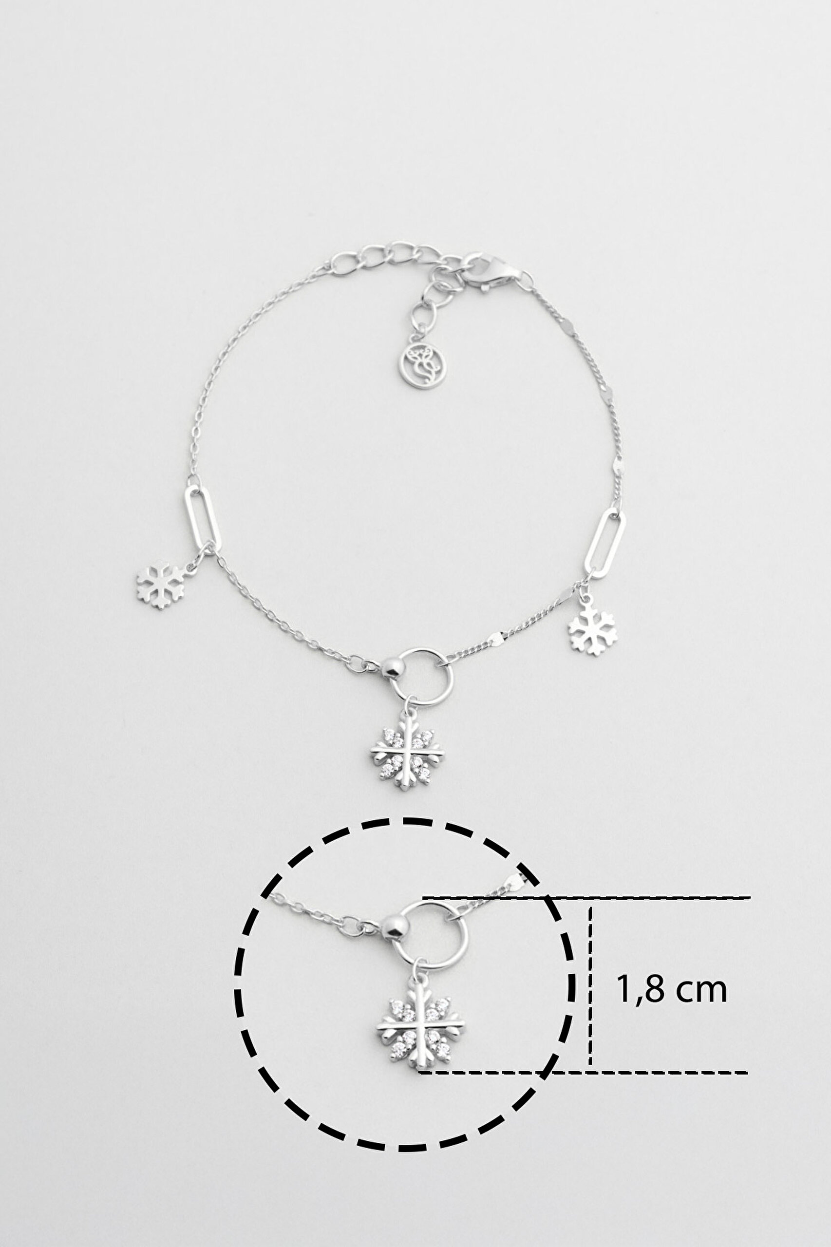 ⁠ Kar Tanesi 18 Ayar Beyaz Altın Kaplama 20 Cm Gümüş Minimal Halhal_1}