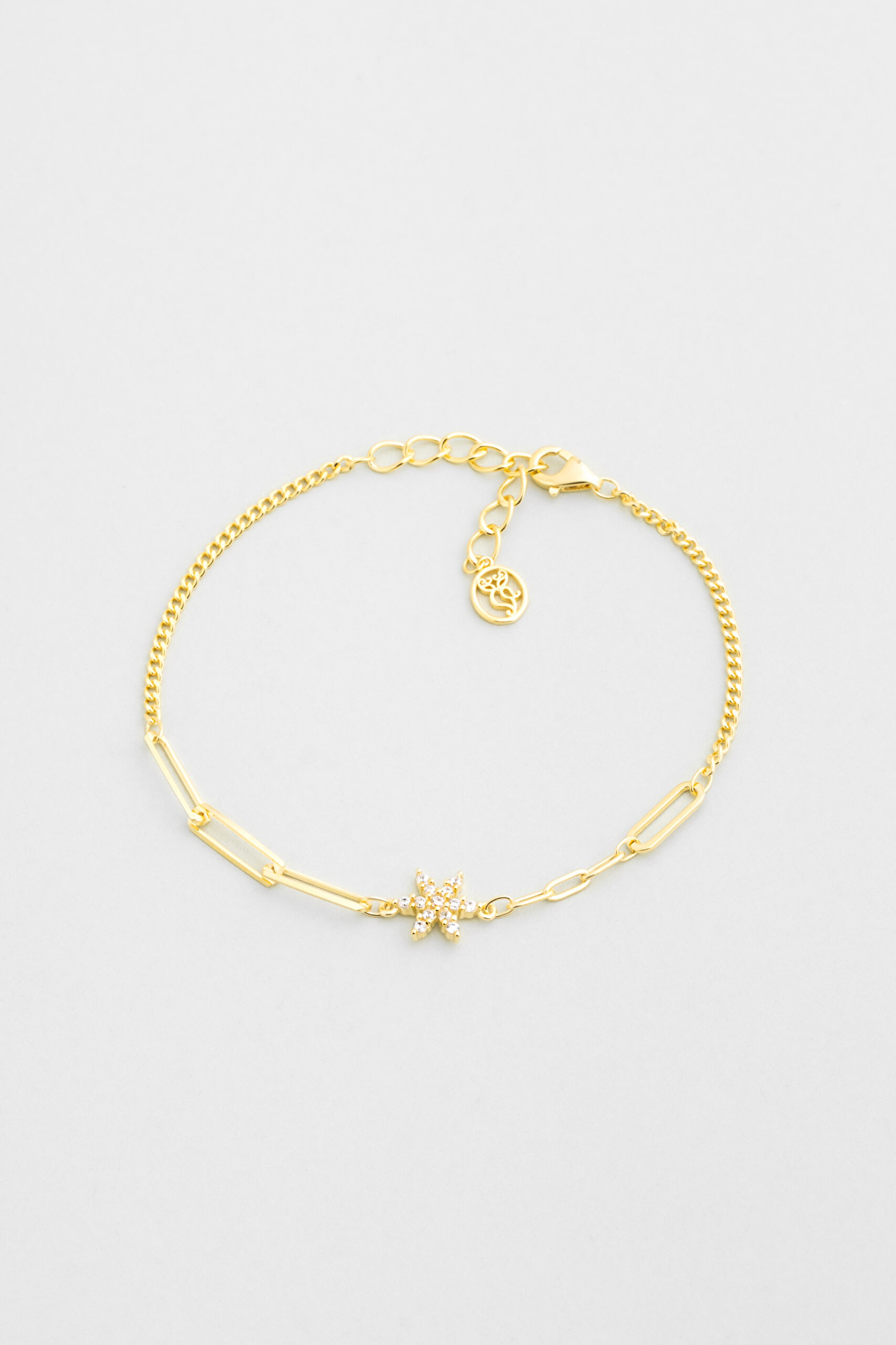 ⁠ Manolya 18 Ayar Sarı Altın Kaplama 19 Cm Gümüş Bileklik_0}