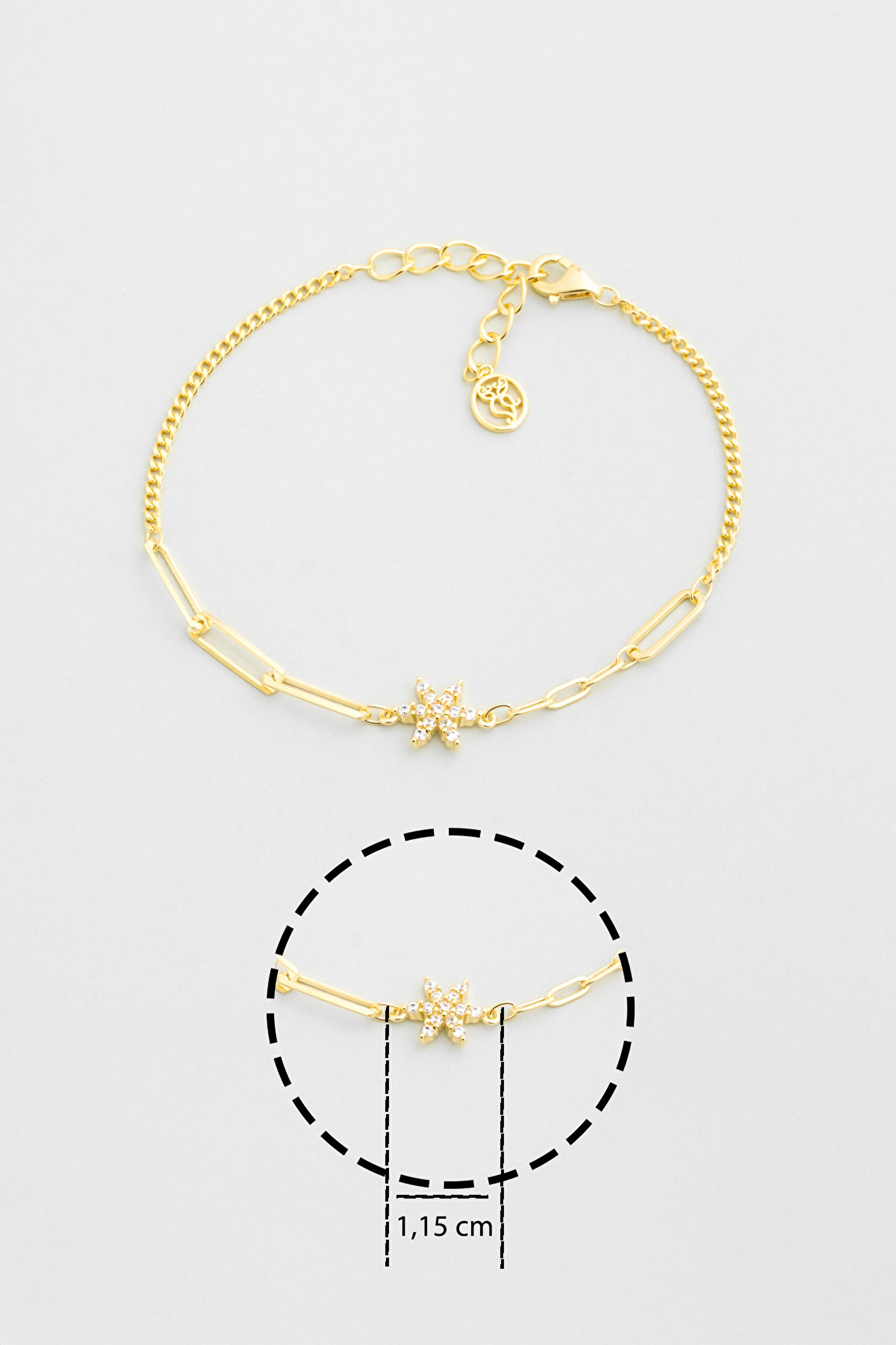 ⁠ Manolya 18 Ayar Sarı Altın Kaplama 19 Cm Gümüş Bileklik_2}