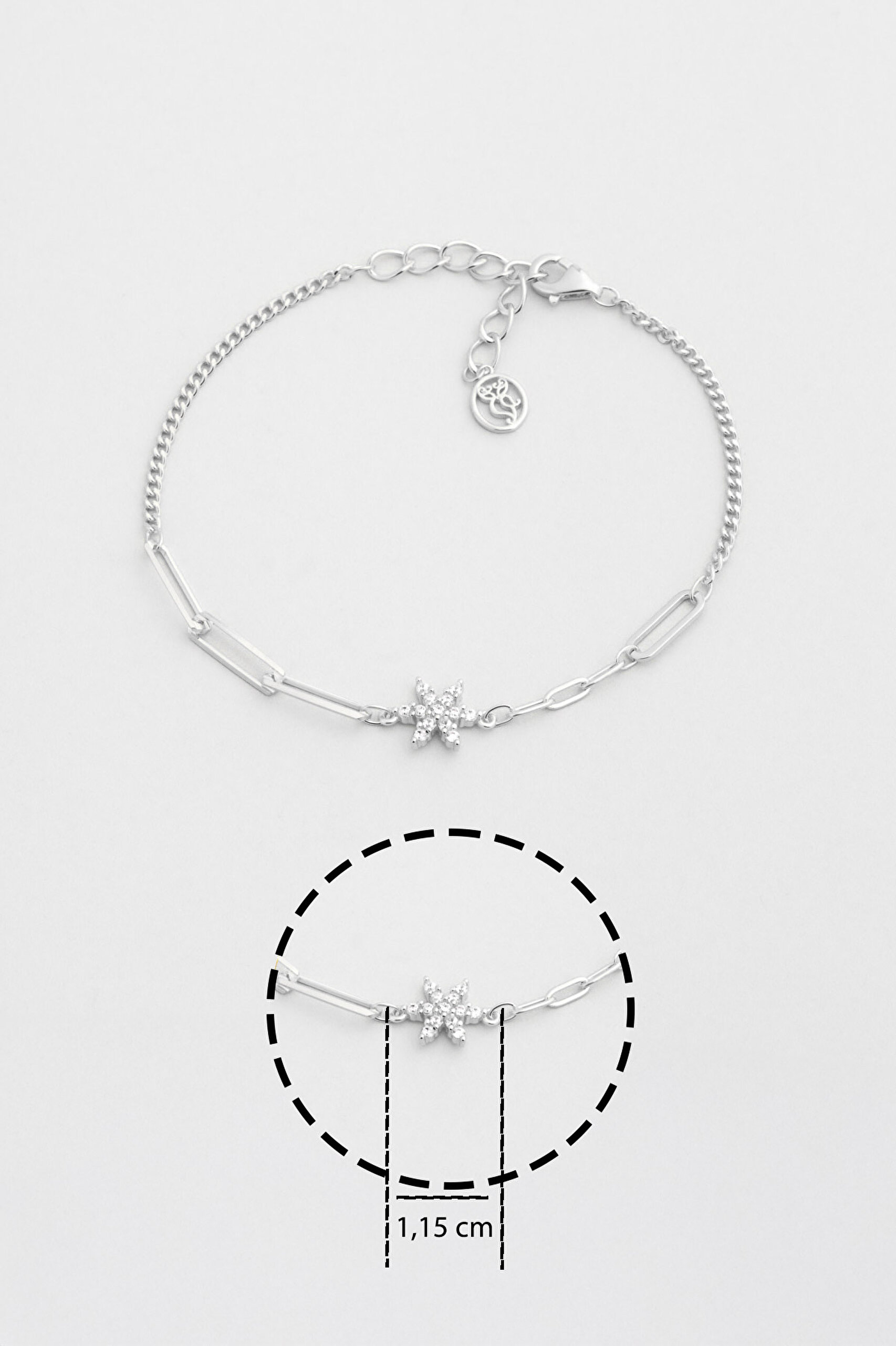 ⁠ Manolya 18 Ayar Beyaz Altın Kaplama 19 Cm Gümüş Bileklik_2}