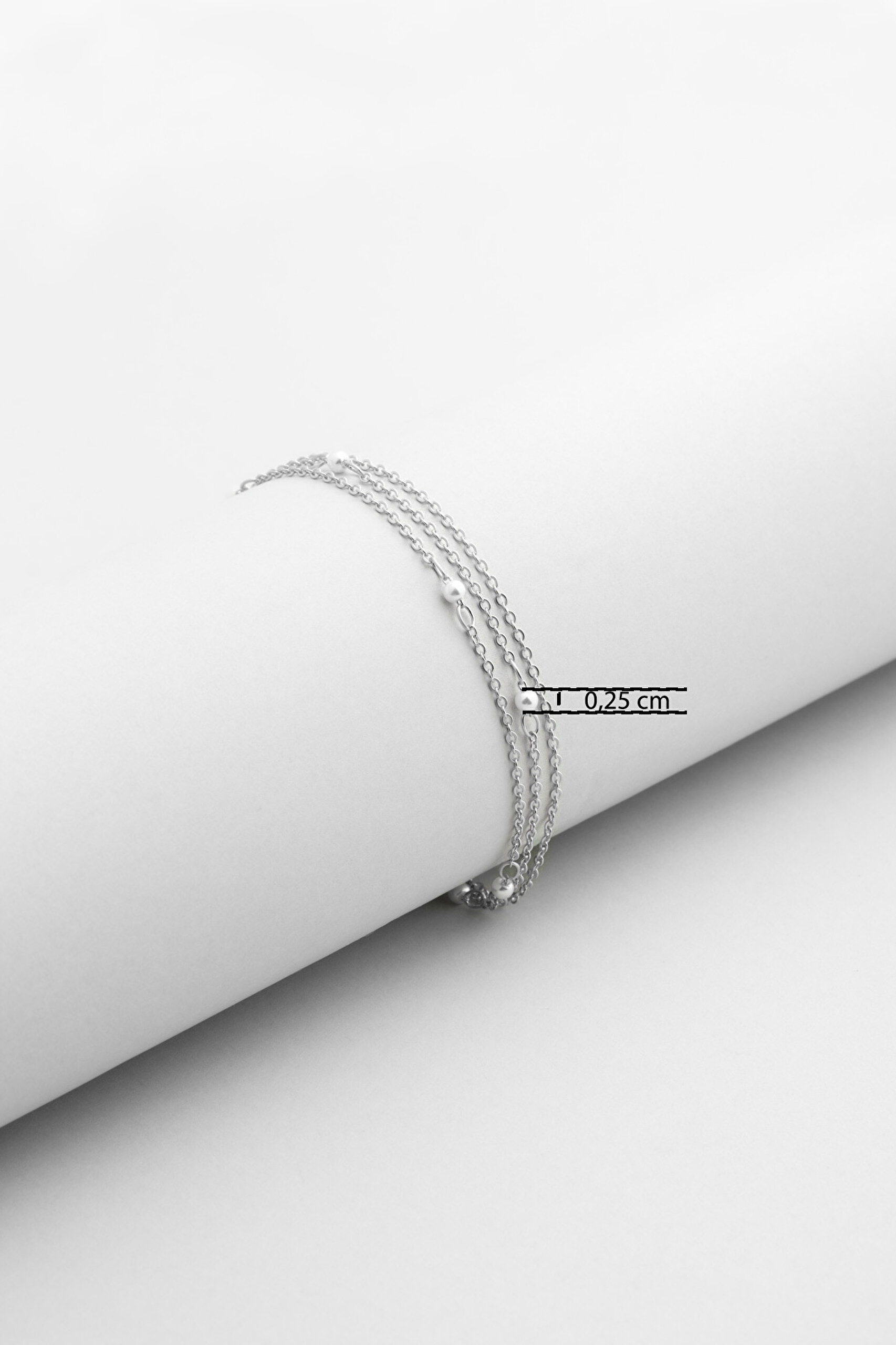 ⁠ Venüs 18 Ayar Beyaz Altın Kaplama 19 Cm Gümüş İnci Bileklik_2}