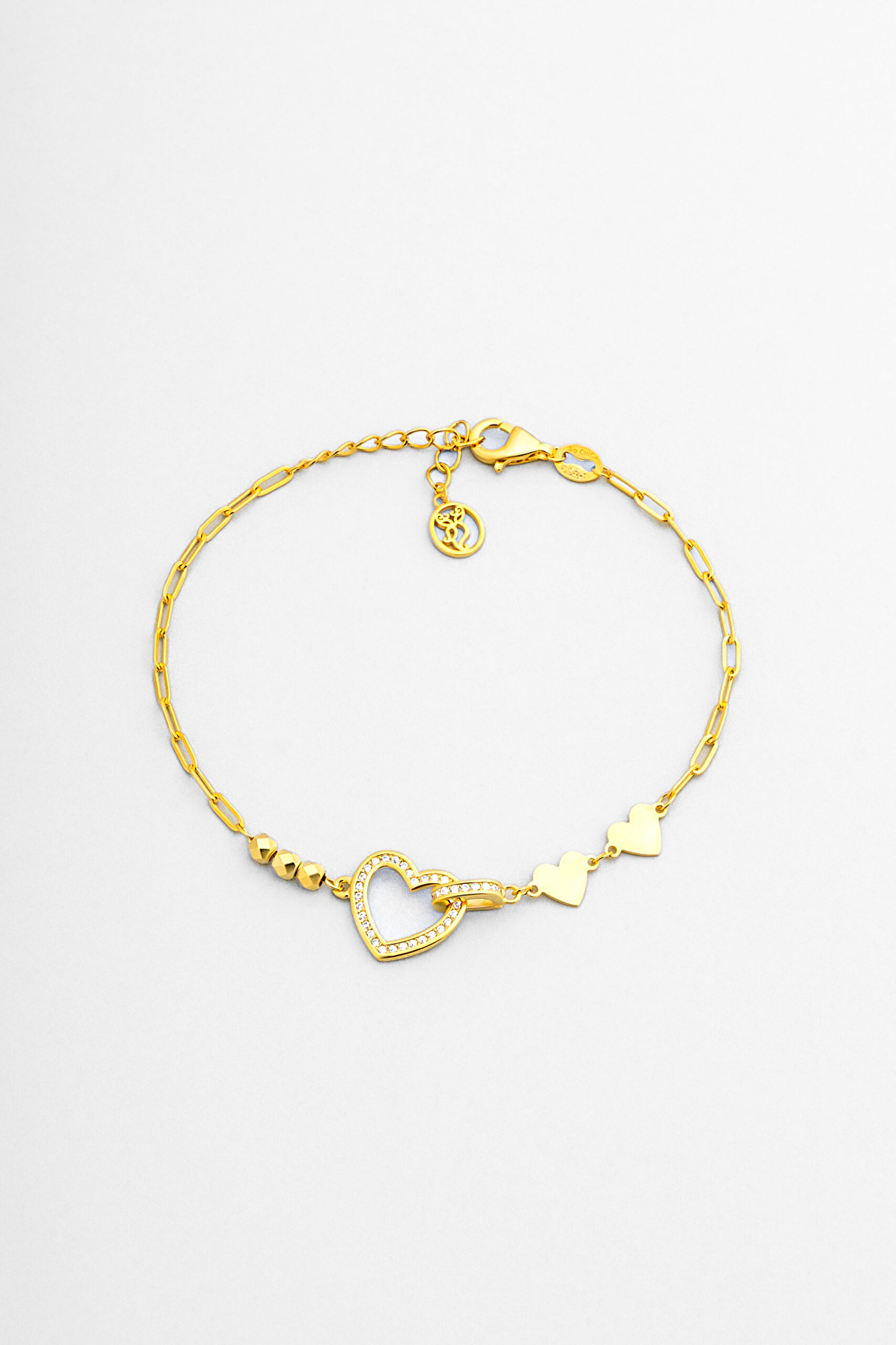 ⁠ Aşk Tılsımı 18 Ayar Sarı Altın Kaplama 19 Cm Gümüş Minimal Bileklik_0}