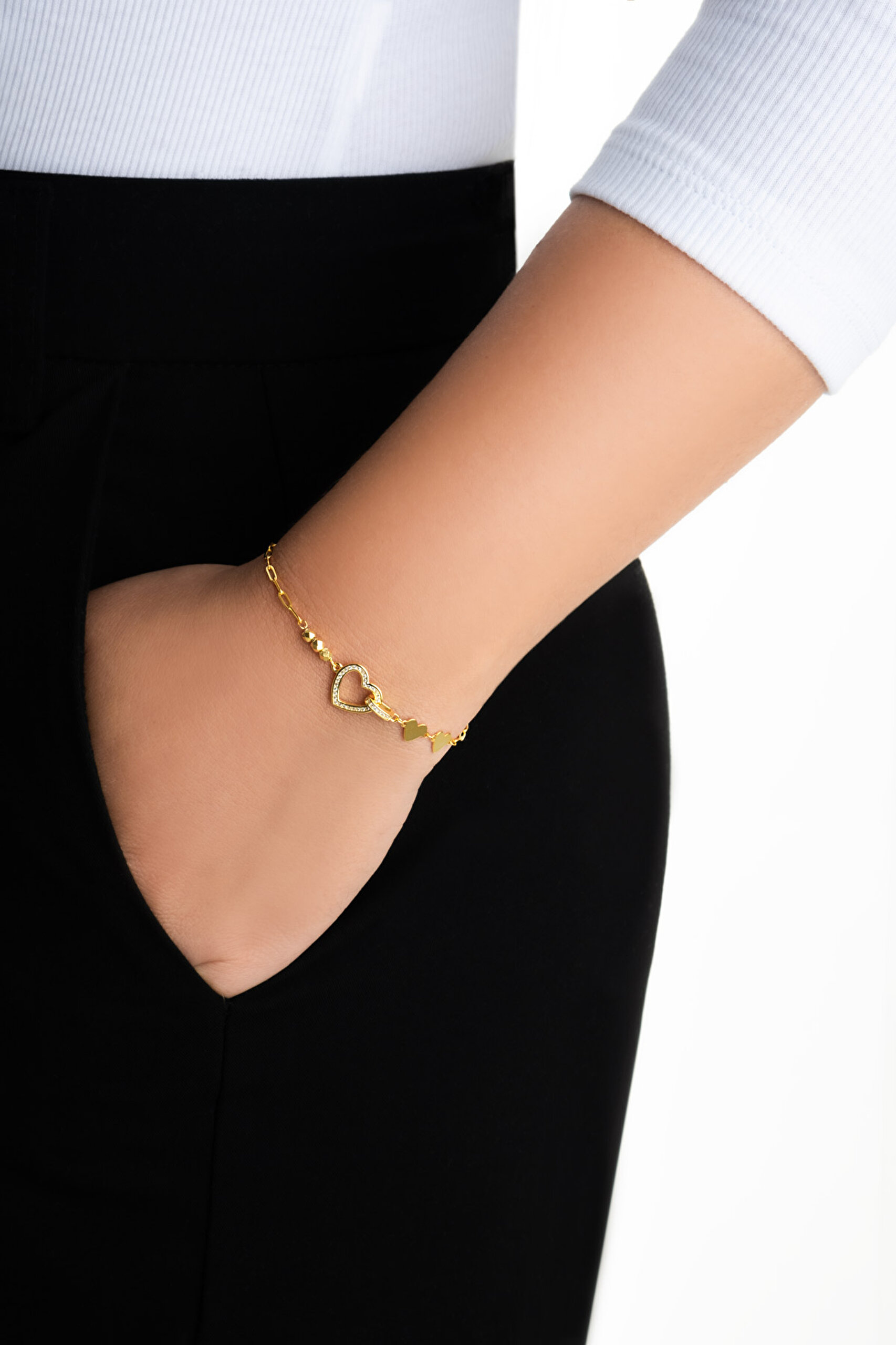 ⁠ Aşk Tılsımı 18 Ayar Sarı Altın Kaplama 19 Cm Gümüş Minimal Bileklik_3}