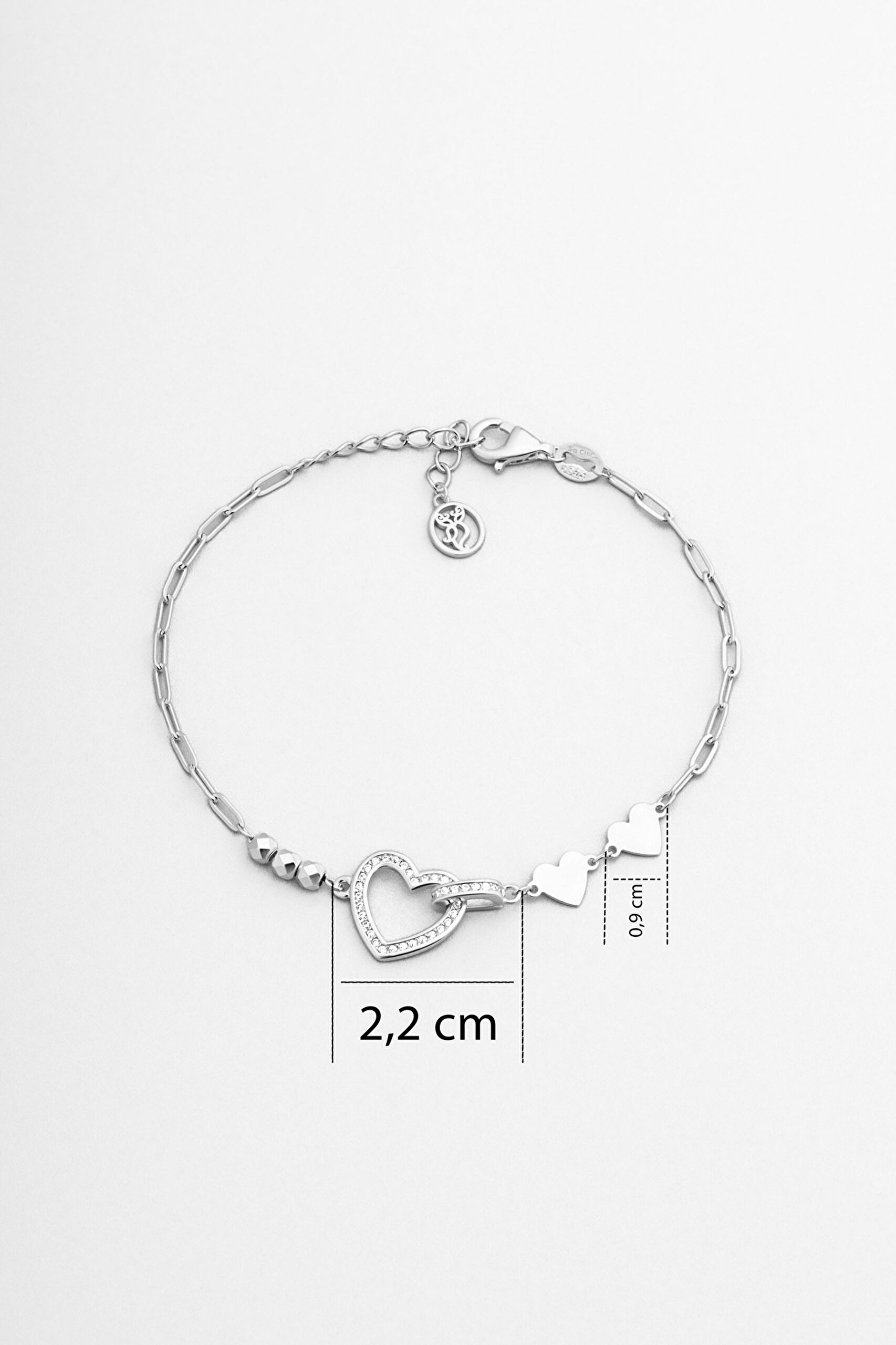 ⁠ Aşk Tılsımı 18 Ayar Beyaz Altın Kaplama 19 Cm Gümüş Minimal Bileklik_2}