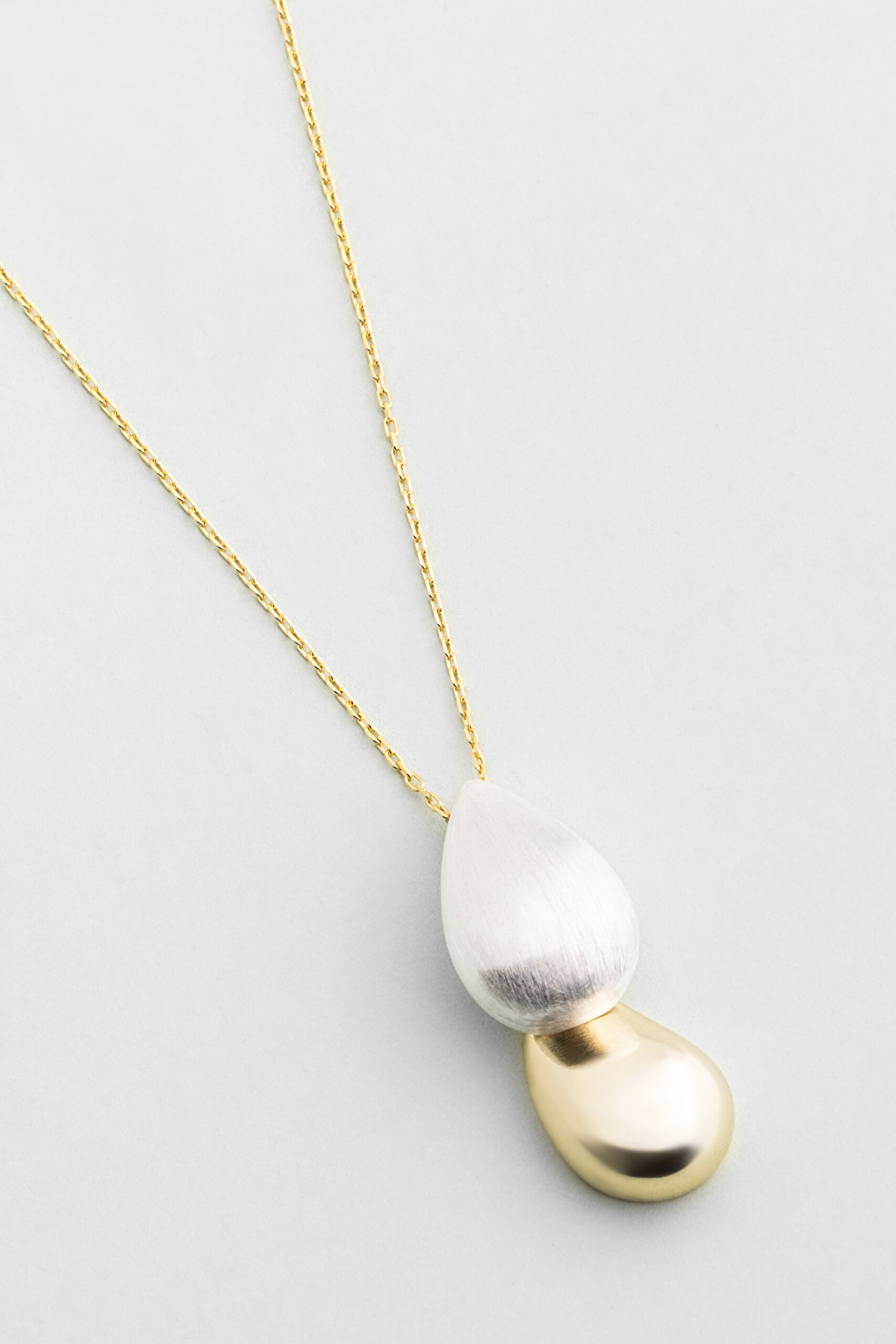 ⁠ Velora Damla 18 Ayar Sarı Ve Beyaz Altın Kaplama 45 Cm Gümüş Kolye_4}