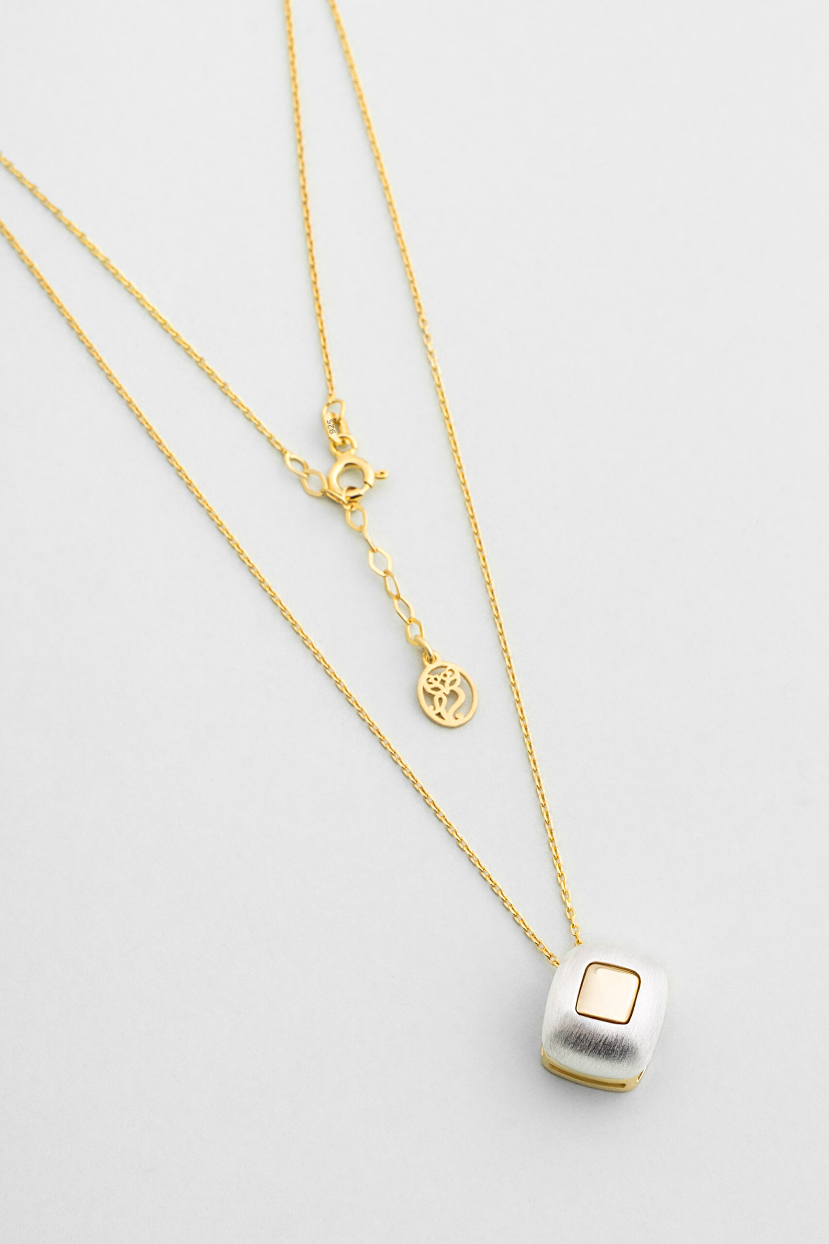 ⁠ Lunara 18 Ayar Sarı Ve Beyaz Altın Kaplama 42 Cm Gümüş Kolye_0}