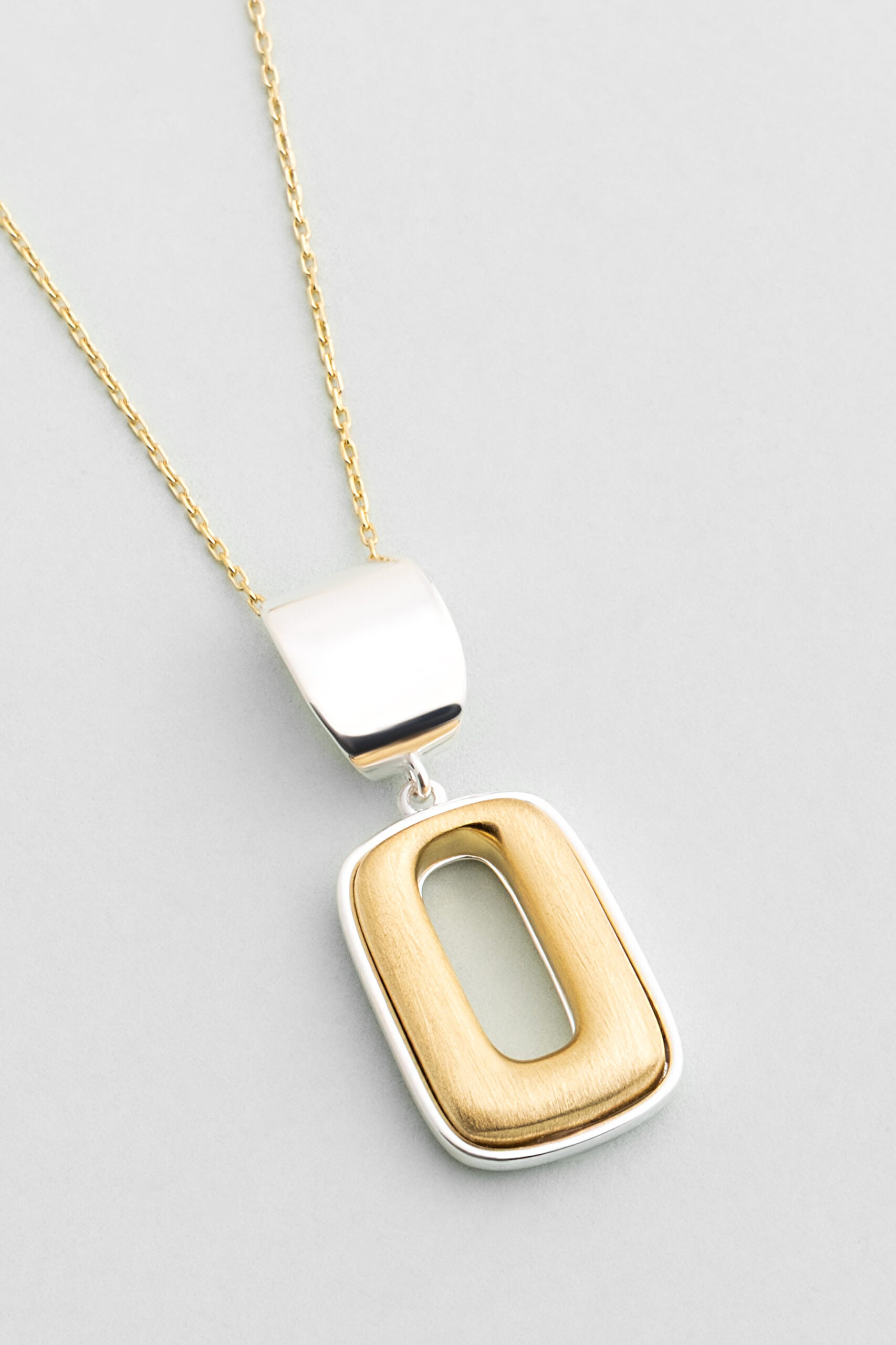 ⁠ Novara 18 Ayar Sarı Ve Beyaz Altın Kaplama 44 Cm Gümüş Kolye_4}