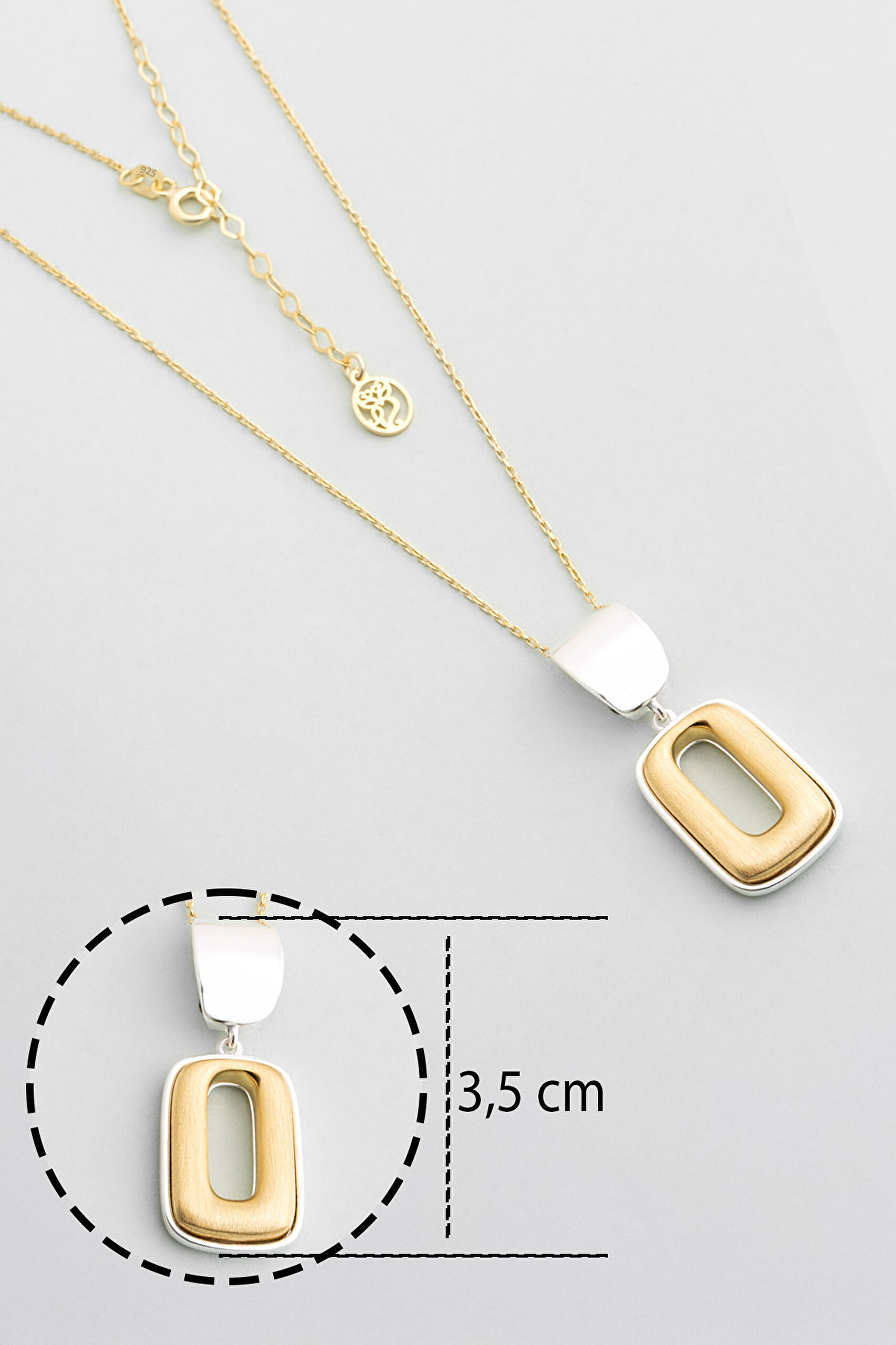 ⁠ Novara 18 Ayar Sarı Ve Beyaz Altın Kaplama 44 Cm Gümüş Kolye_2}