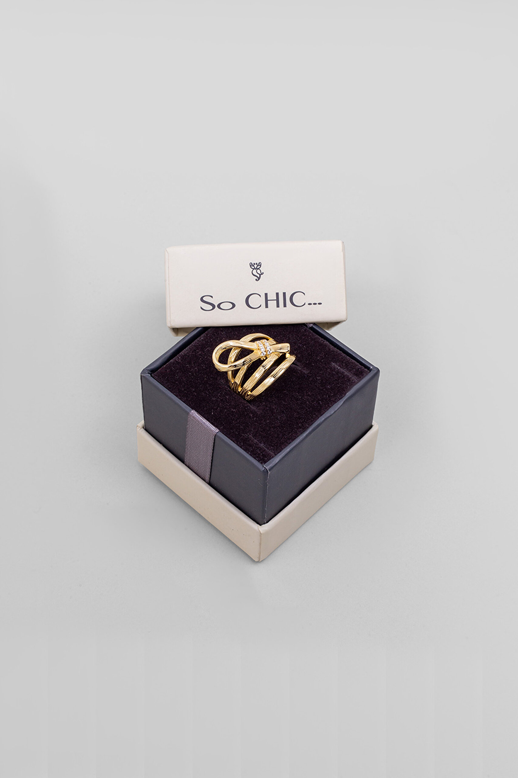 ⁠ Aşk Düğümü 18 Ayar Sarı Altın Kaplama Ayarlanabilir Gümüş Yüzük_4}