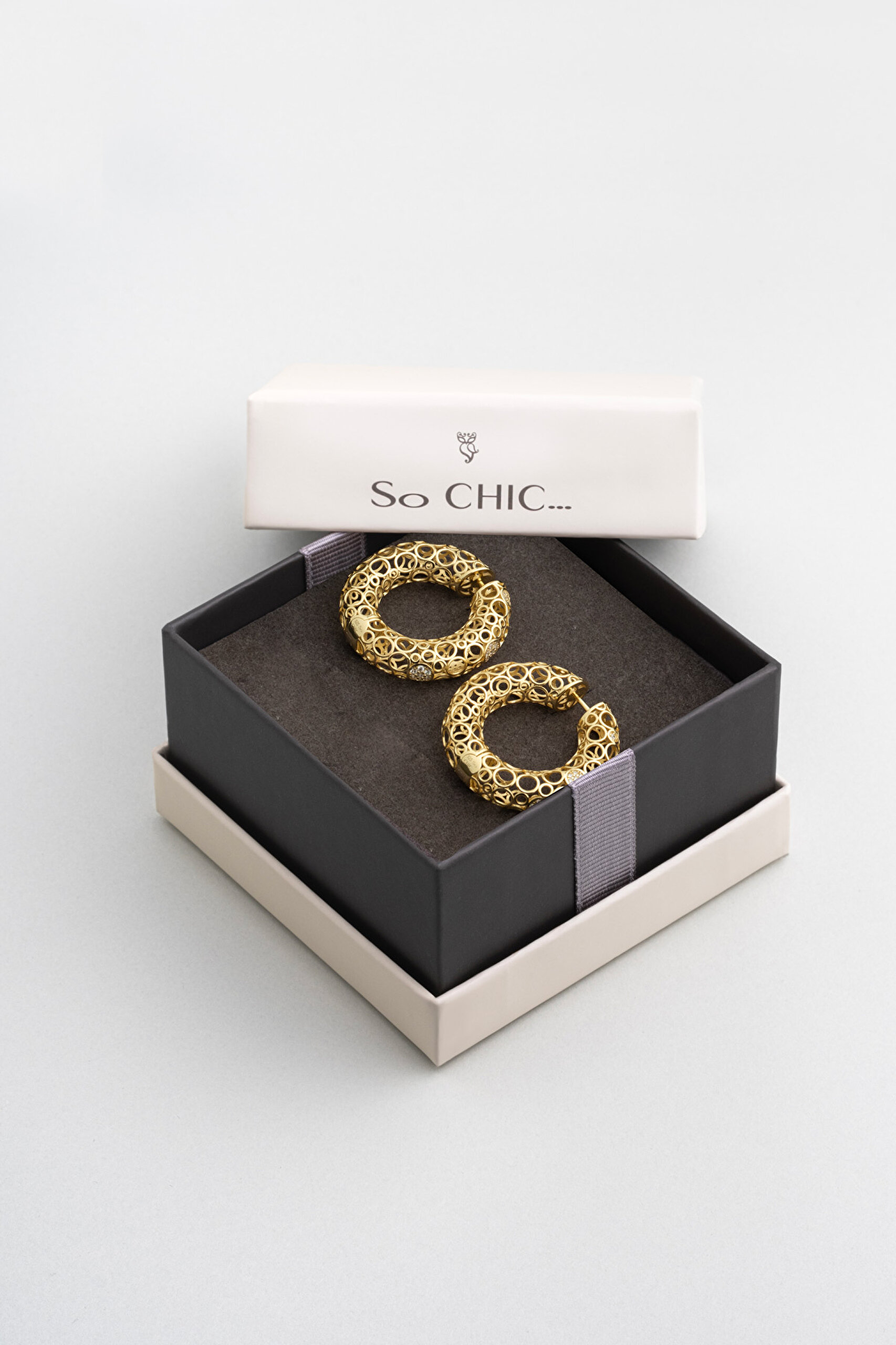 ⁠ Antik Roma 18 Ayar Sarı Altın Kaplama Gümüş Halka Küpe_4}