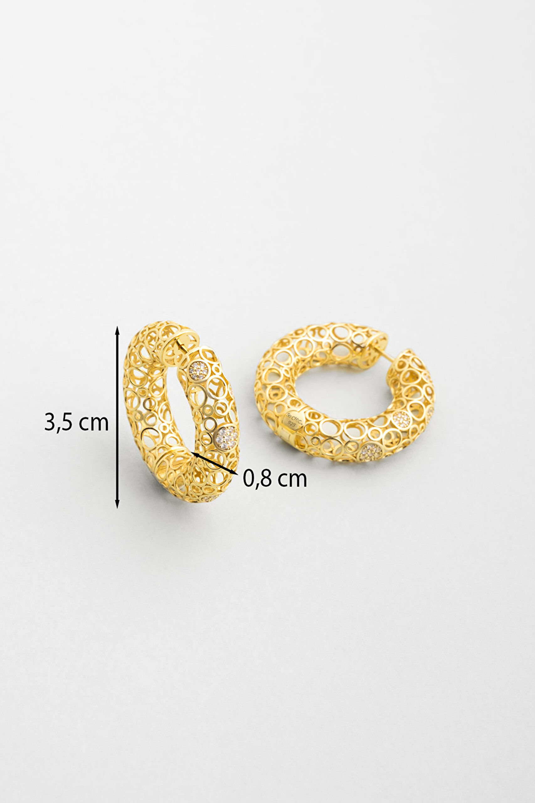 ⁠ Antik Roma 18 Ayar Sarı Altın Kaplama Gümüş Halka Küpe_2}