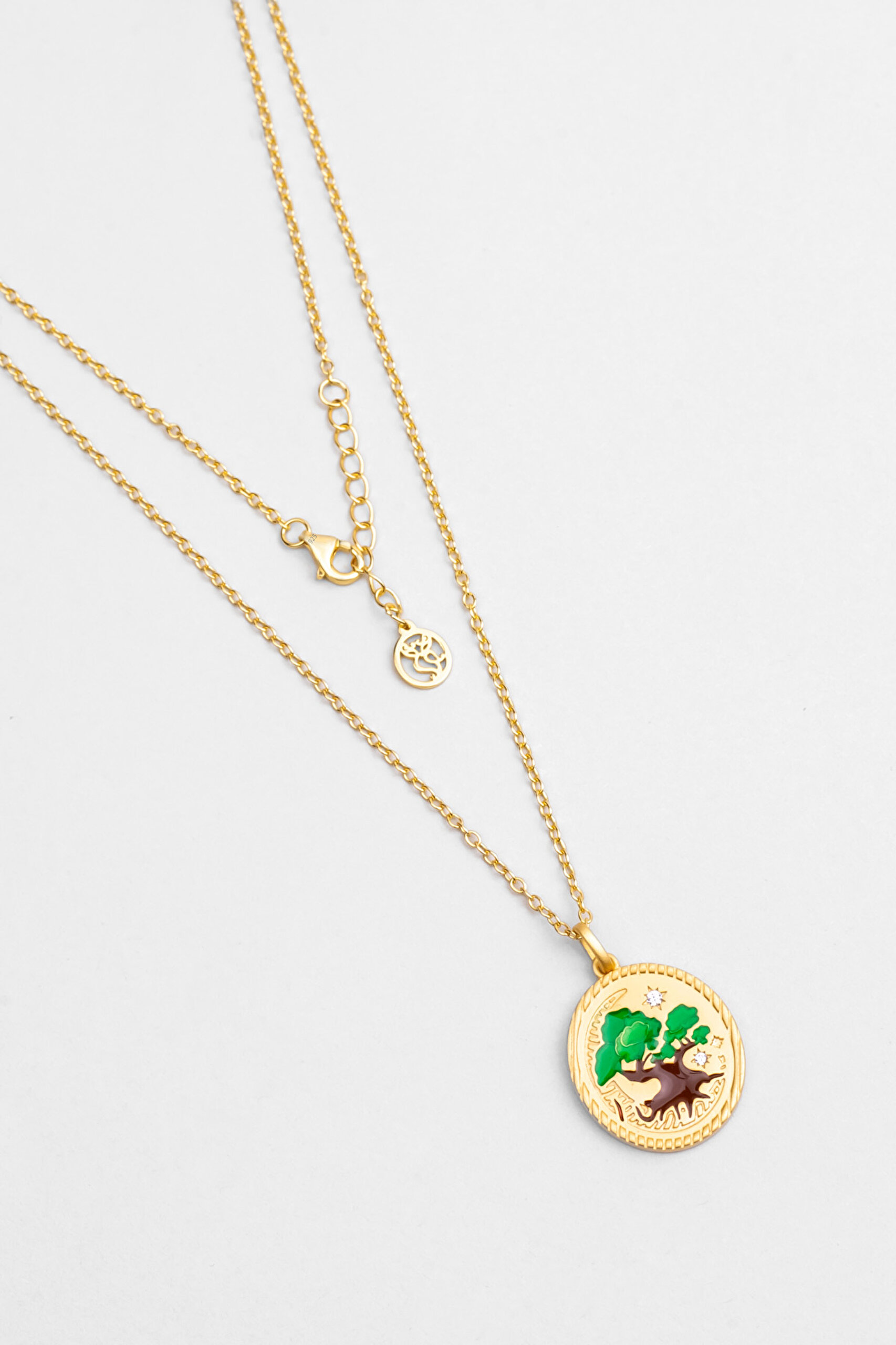 ⁠ Totoro Ağacı 18 Ayar Sarı Altın Kaplama 45 Cm Gümüş Kolye_0}