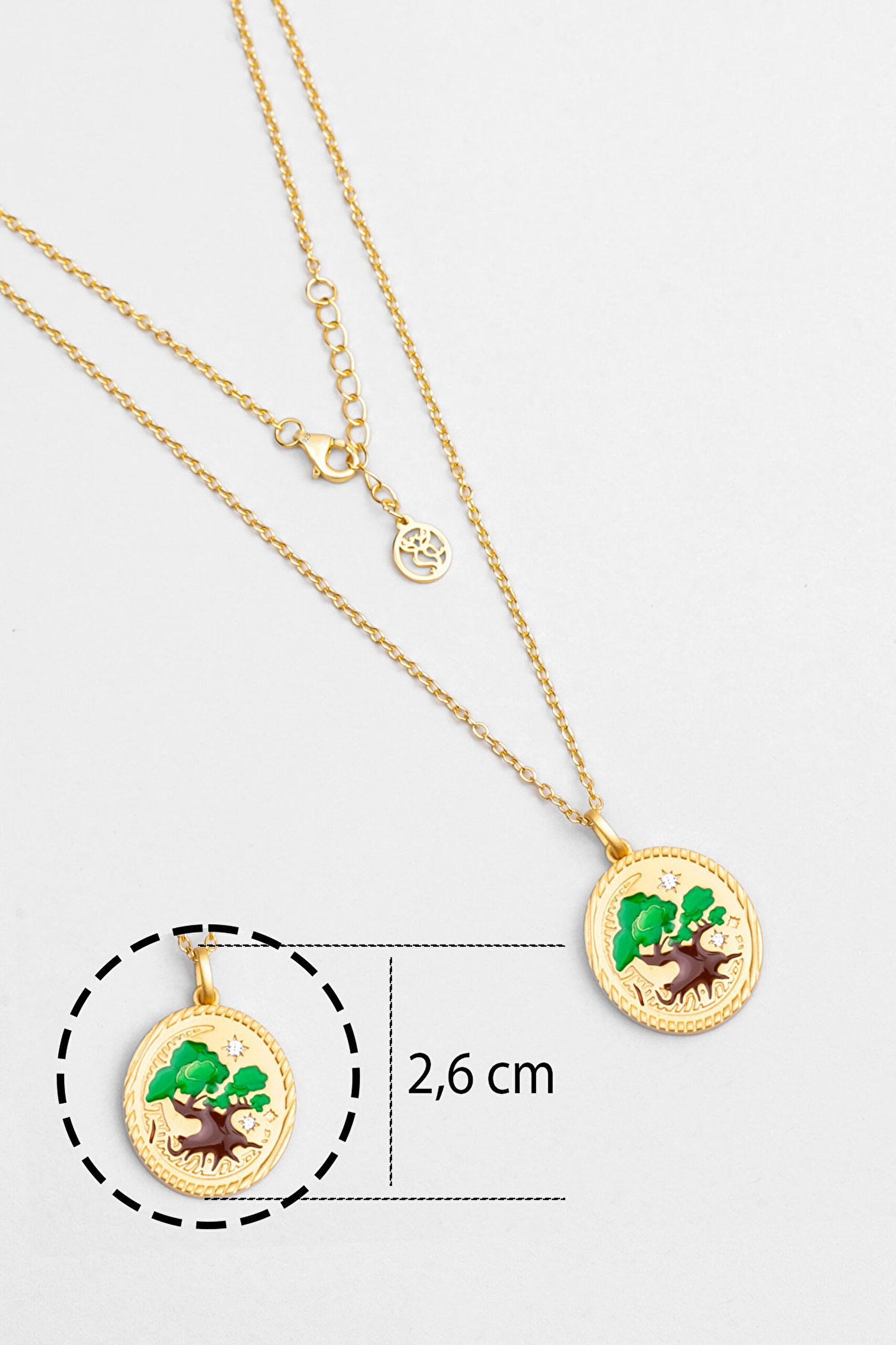 ⁠ Totoro Ağacı 18 Ayar Sarı Altın Kaplama 45 Cm Gümüş Kolye_2}