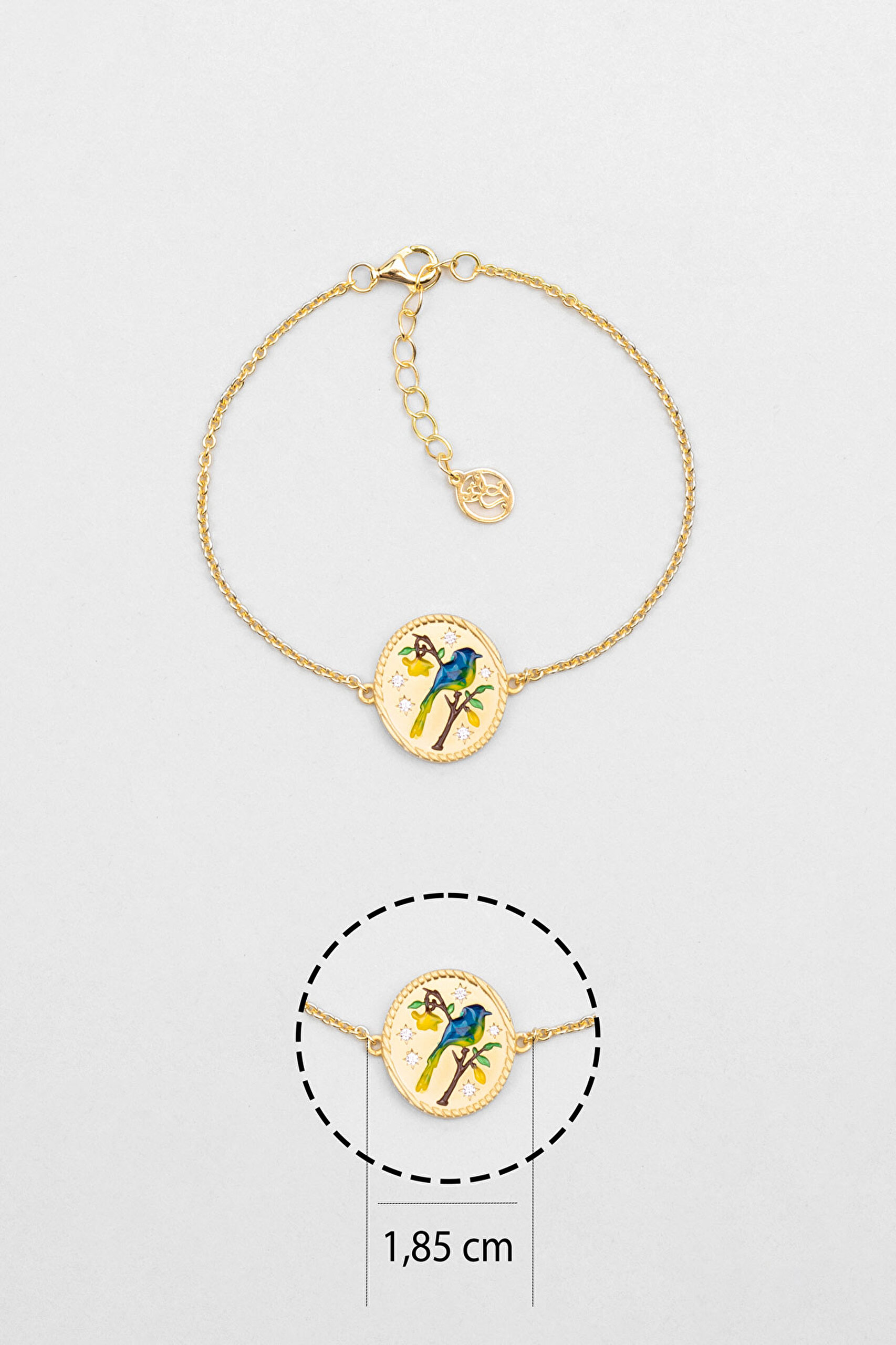 ⁠ Serenat Kuşu 18 Ayar Sarı Altın Kaplama 19 Cm Gümüş Bileklik_2}