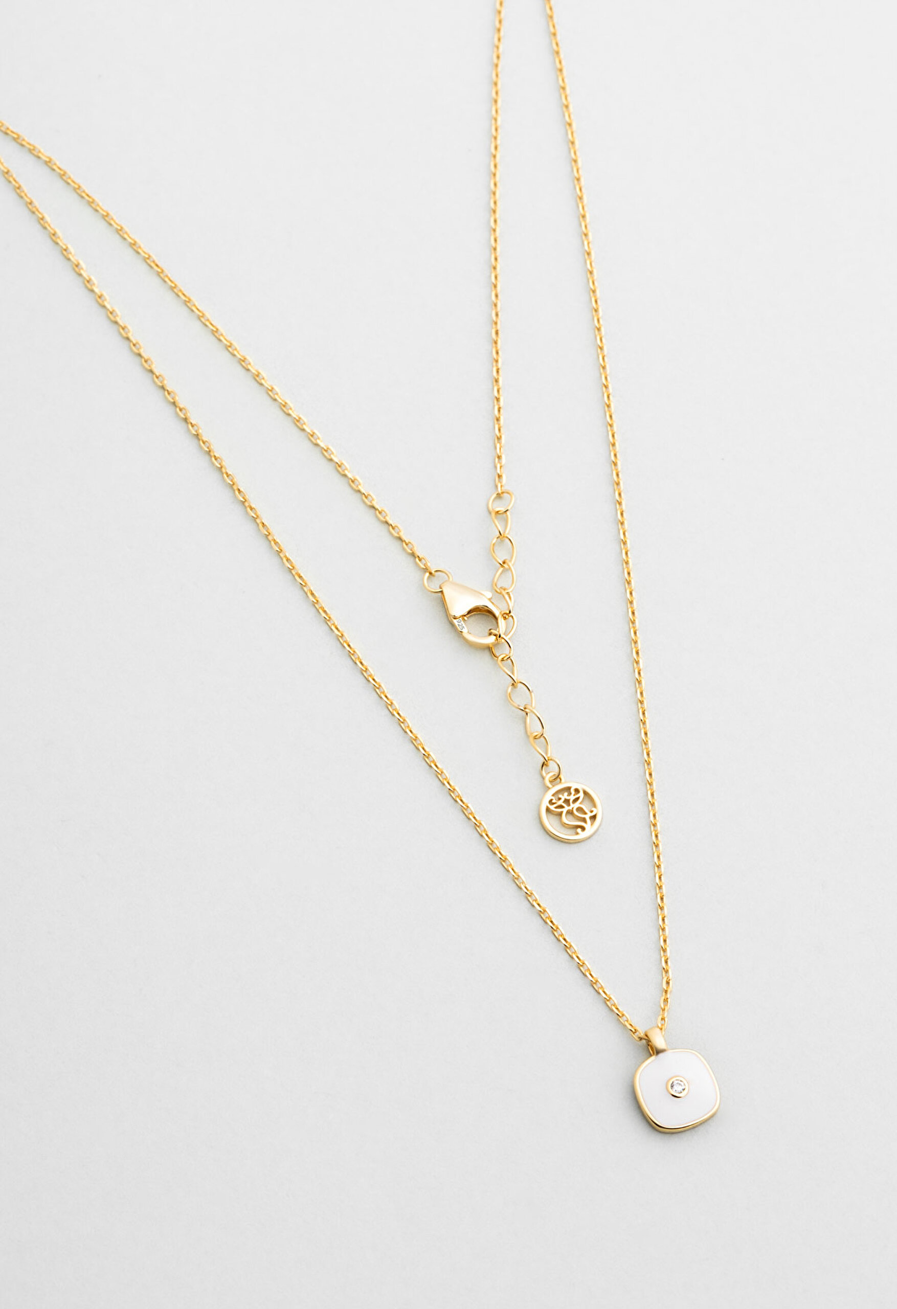 ⁠ Vintage 18 Ayar Sarı Altın Kaplama 45 Cm Gümüş Kolye_0}