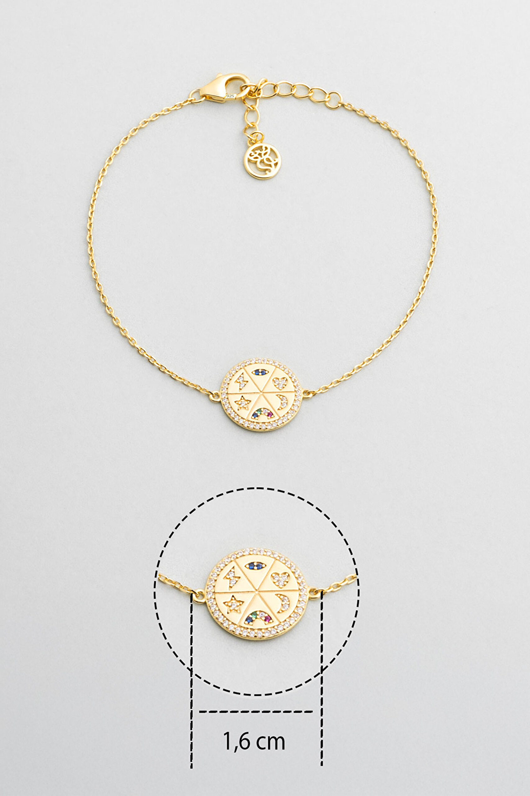 ⁠ Bereket Tılsımı 18 Ayar Sarı Altın Kaplama 19 Cm Gümüş Bileklik_2}