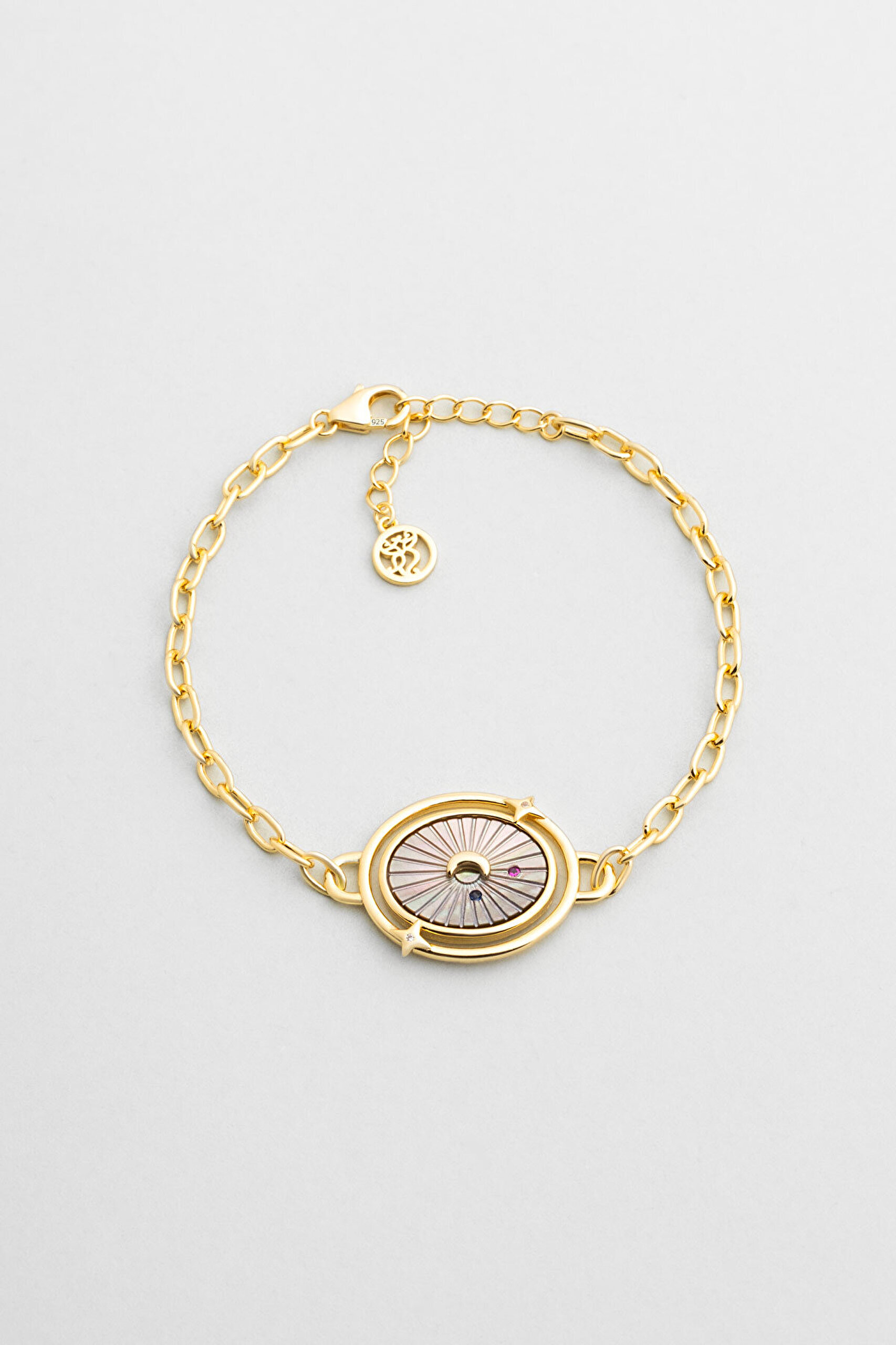 Büyülü Gece 18 Ayar Sarı Altın Kaplama 19 Cm Gümüş Zincir Bileklik - 0