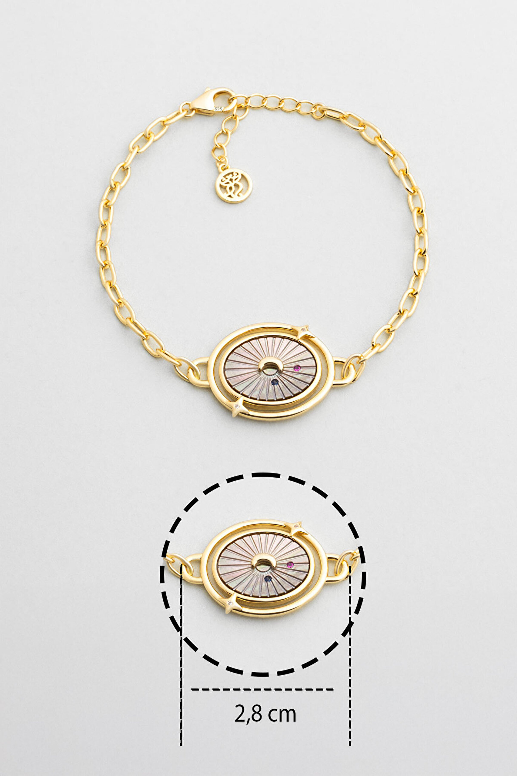 Büyülü Gece 18 Ayar Sarı Altın Kaplama 19 Cm Gümüş Zincir Bileklik - 2