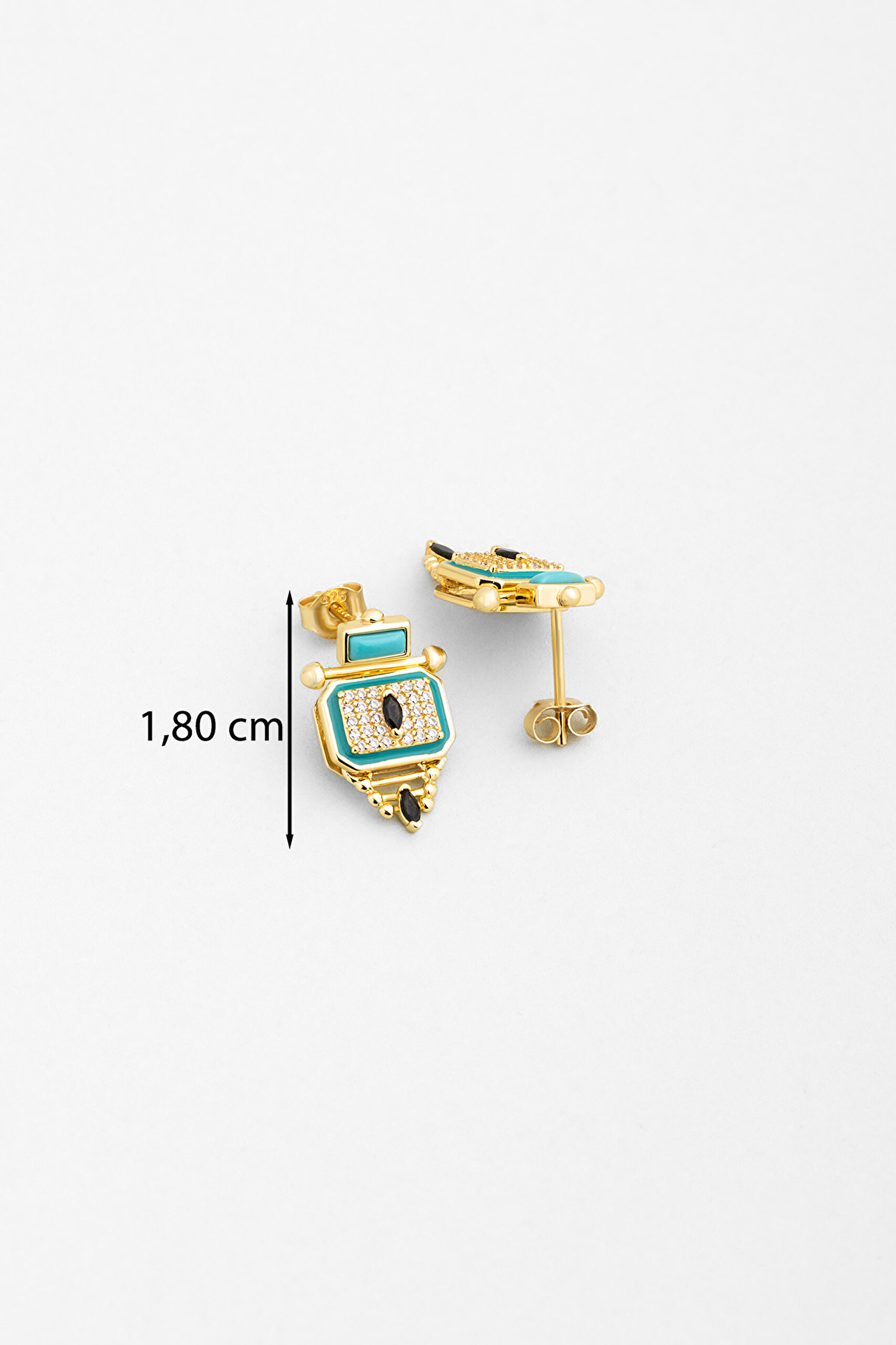 ⁠ Ra'nın Gözü 18 Ayar Sarı Altın Kaplama Gümüş Küpe_2}