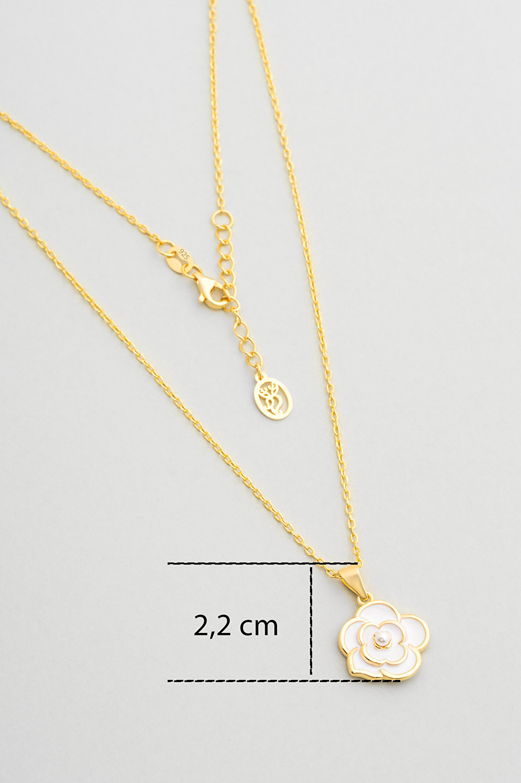 ⁠ İnci Çiçeği 18 Ayar Sarı Altın Kaplama 45 Cm Gümüş Kolye_2}