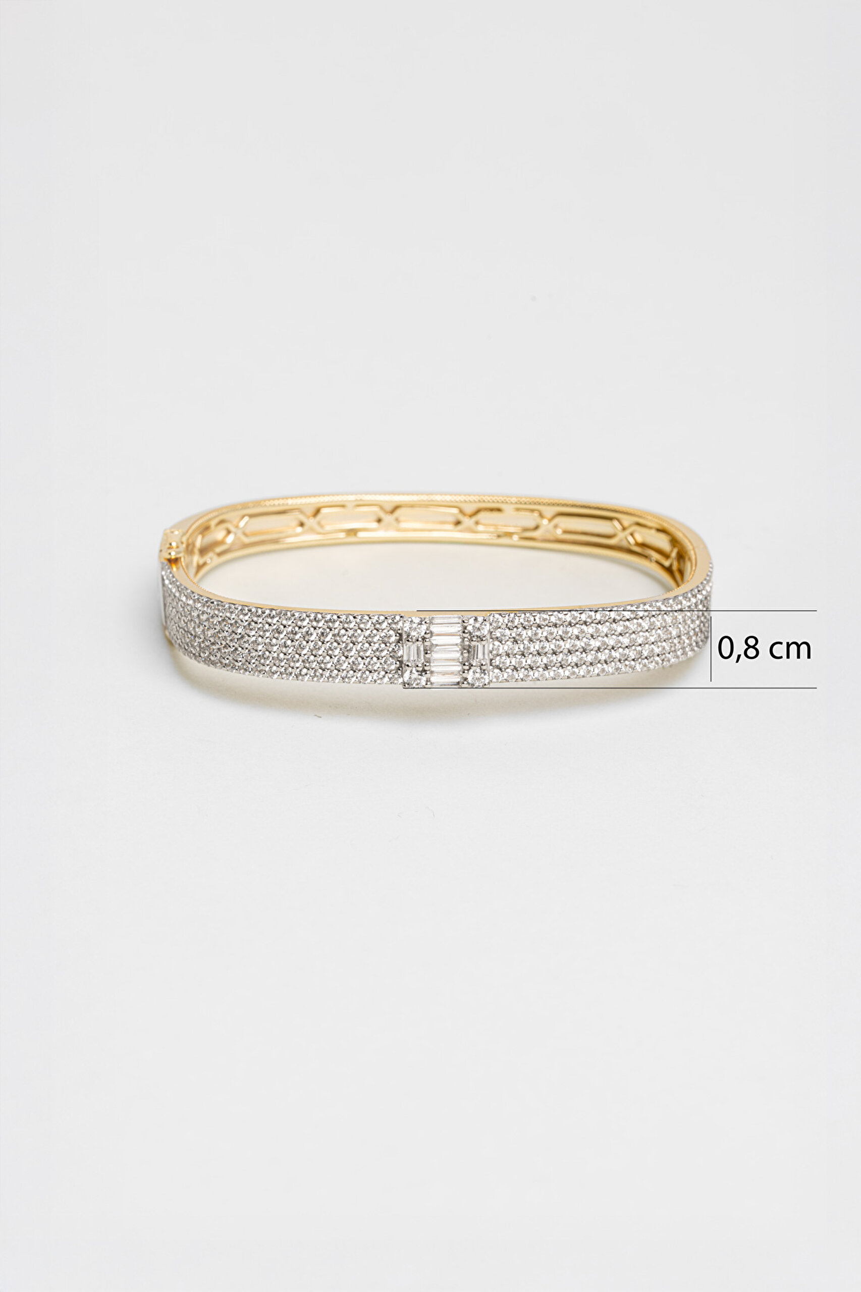 ⁠ Işıltı Masalı 18 Ayar Sarı Altın Kaplama Gümüş Kelepçe Bileklik_2}