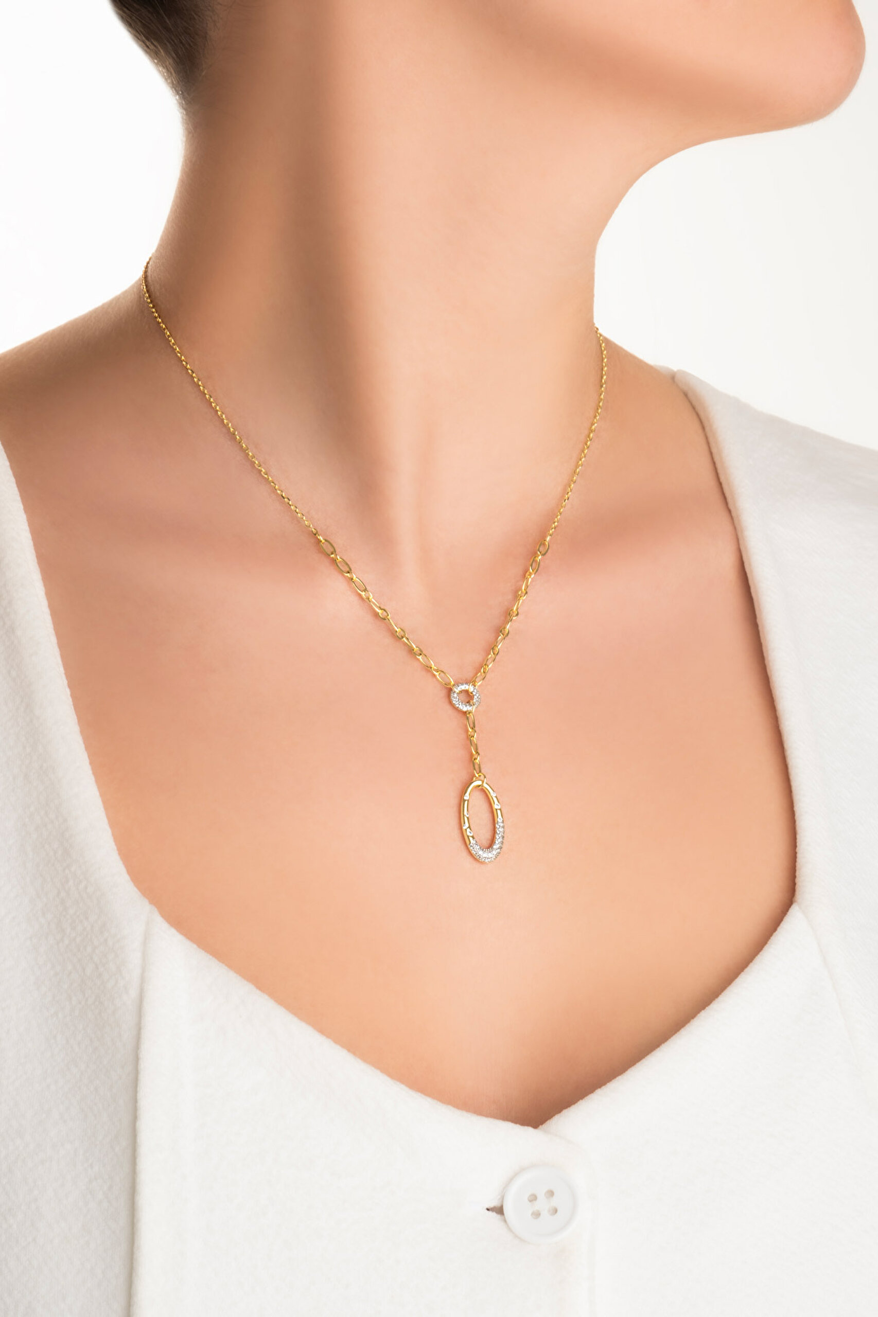 ⁠ Hera 18 Ayar Sarı Altın Kaplama 45 Cm Gümüş Y Kolye_3}