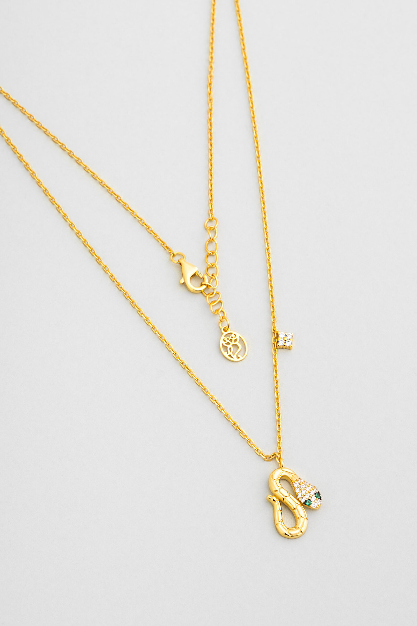 ⁠ Medusa Efsanesi 18 Ayar Sarı Altın Kaplama 44 Cm Gümüş Minimal Kolye_0}